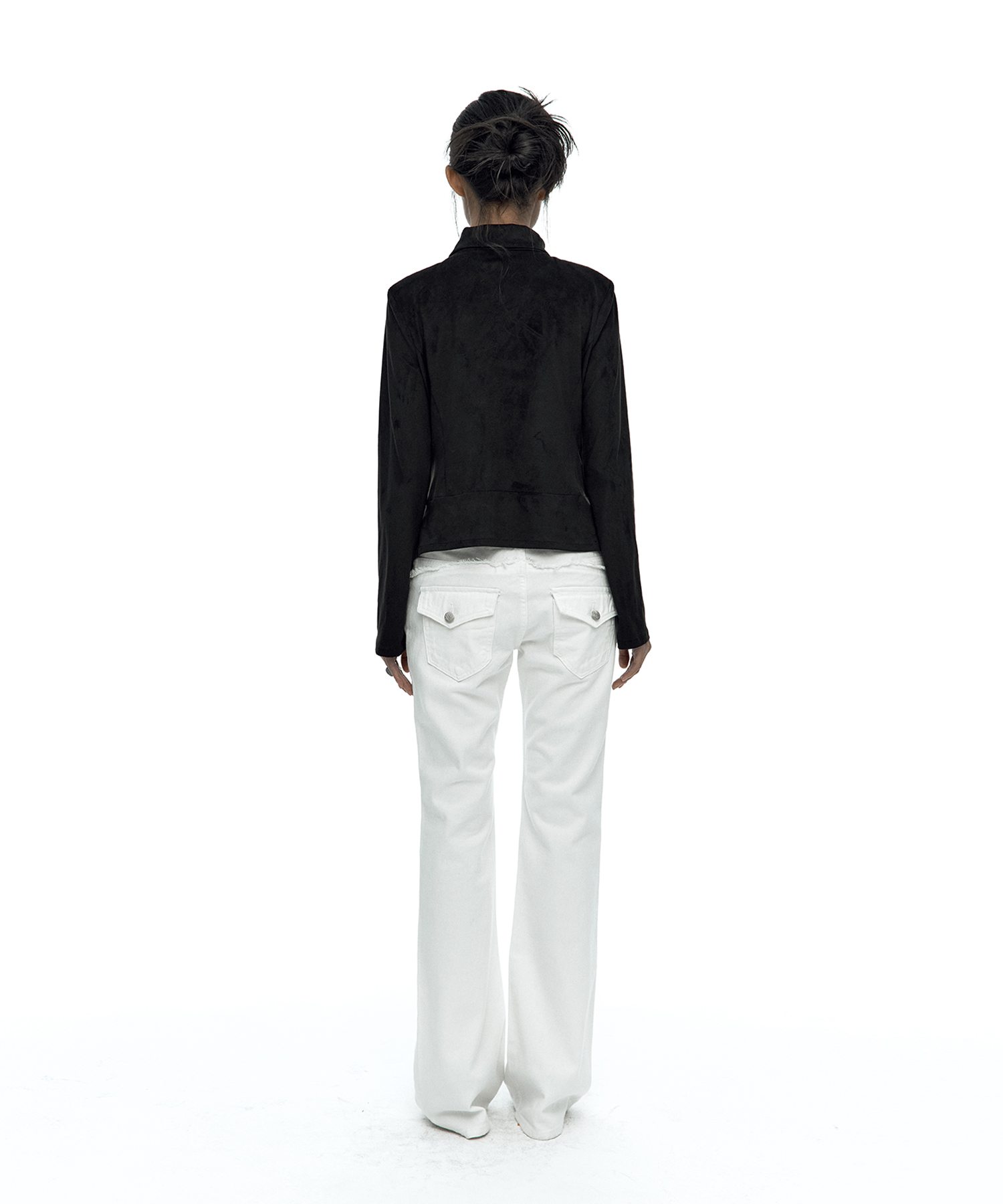 Asymmetric Zip Napoleon Jacket Black