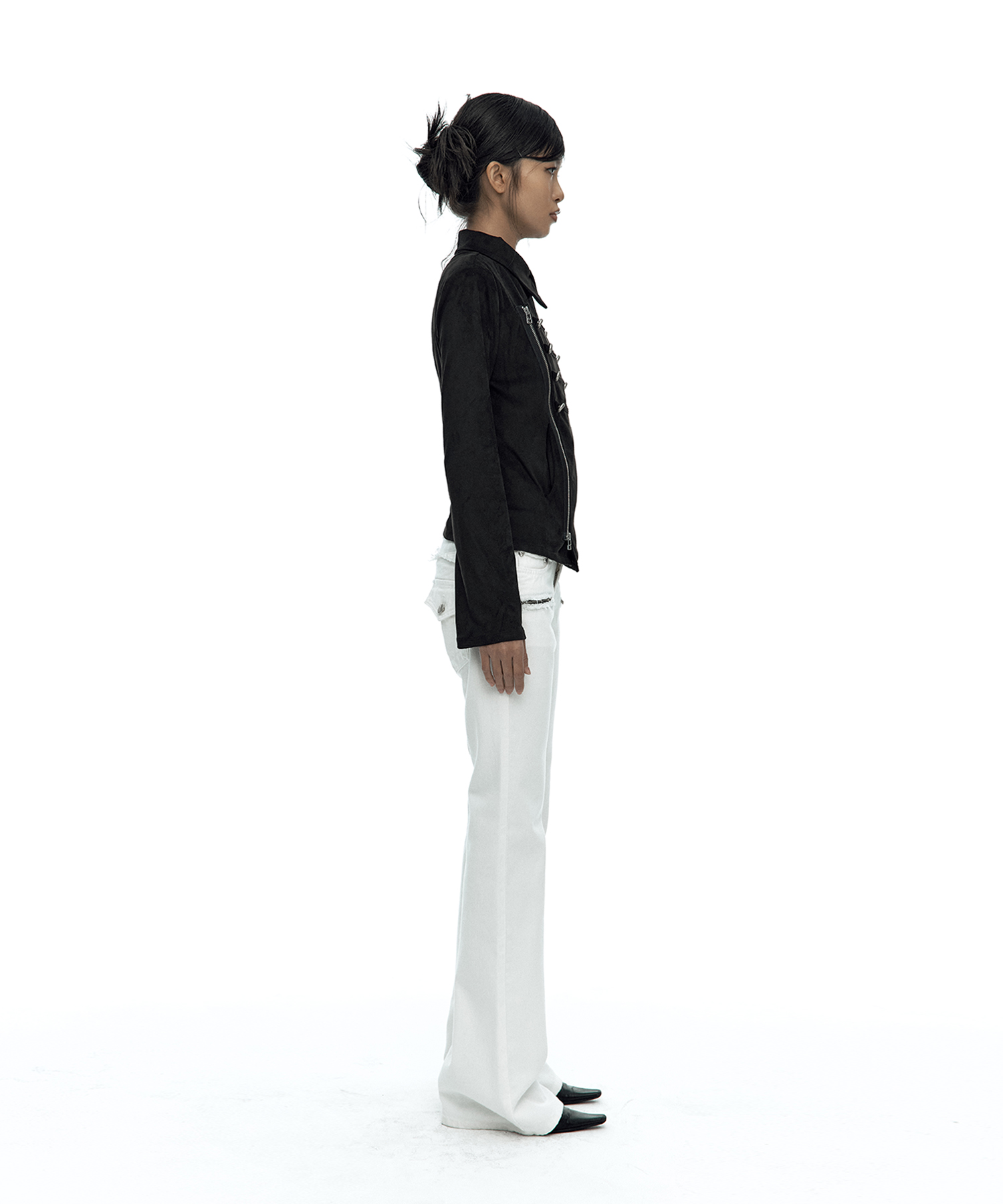 Asymmetric Zip Napoleon Jacket Black