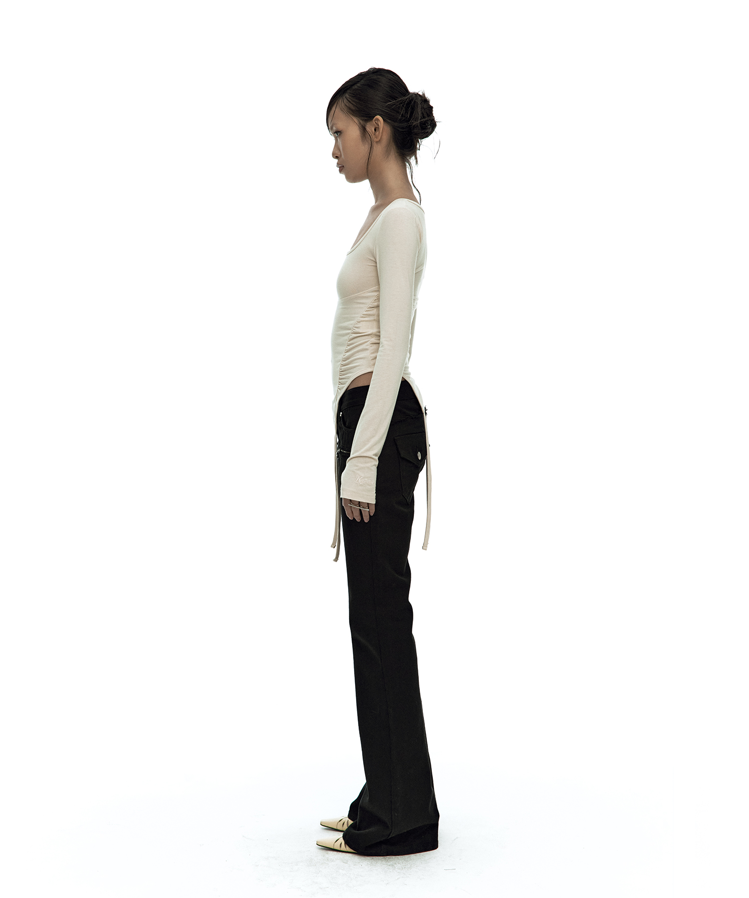 Slinky Shirring Bodysuit Beige