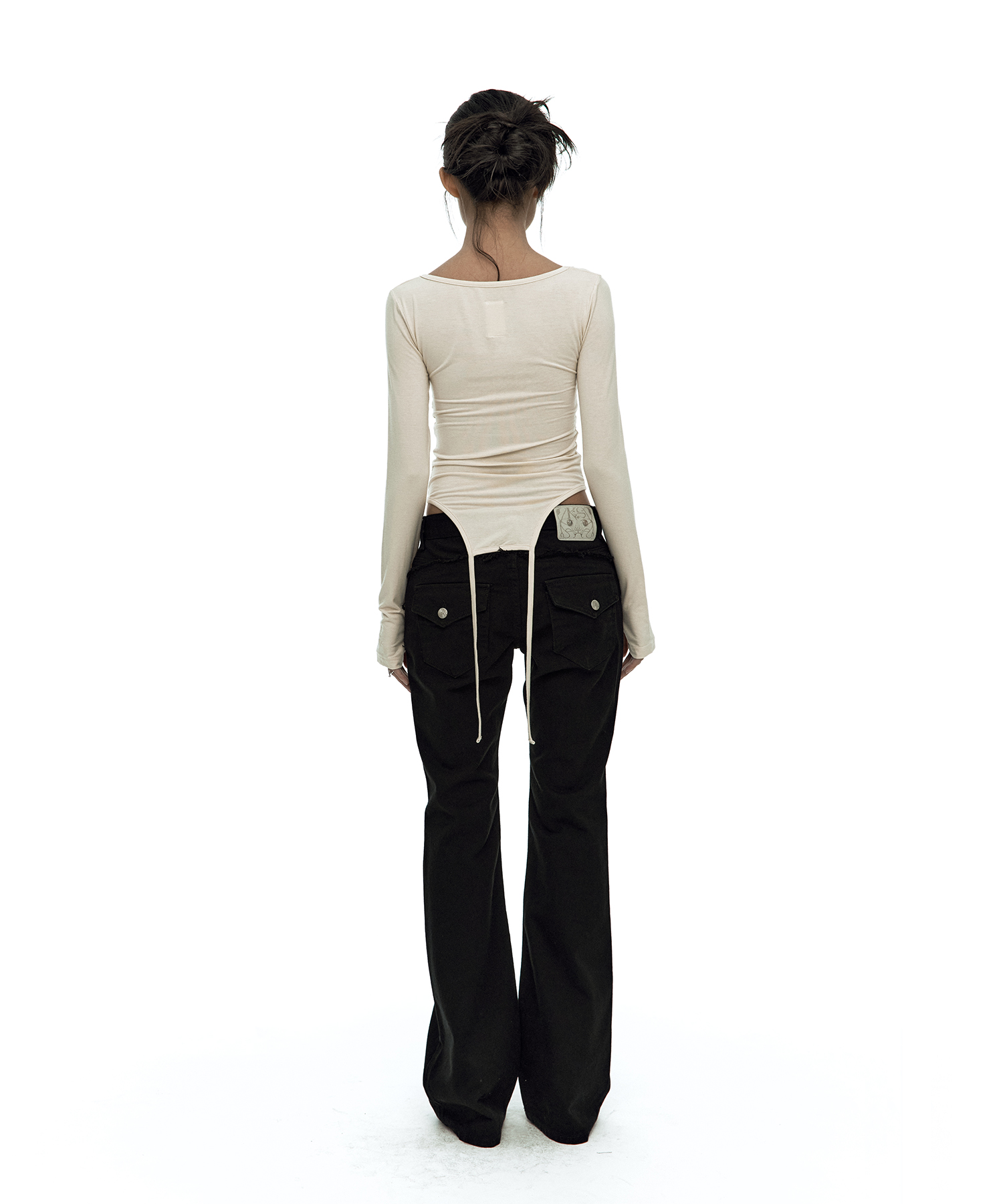 Slinky Shirring Bodysuit Beige