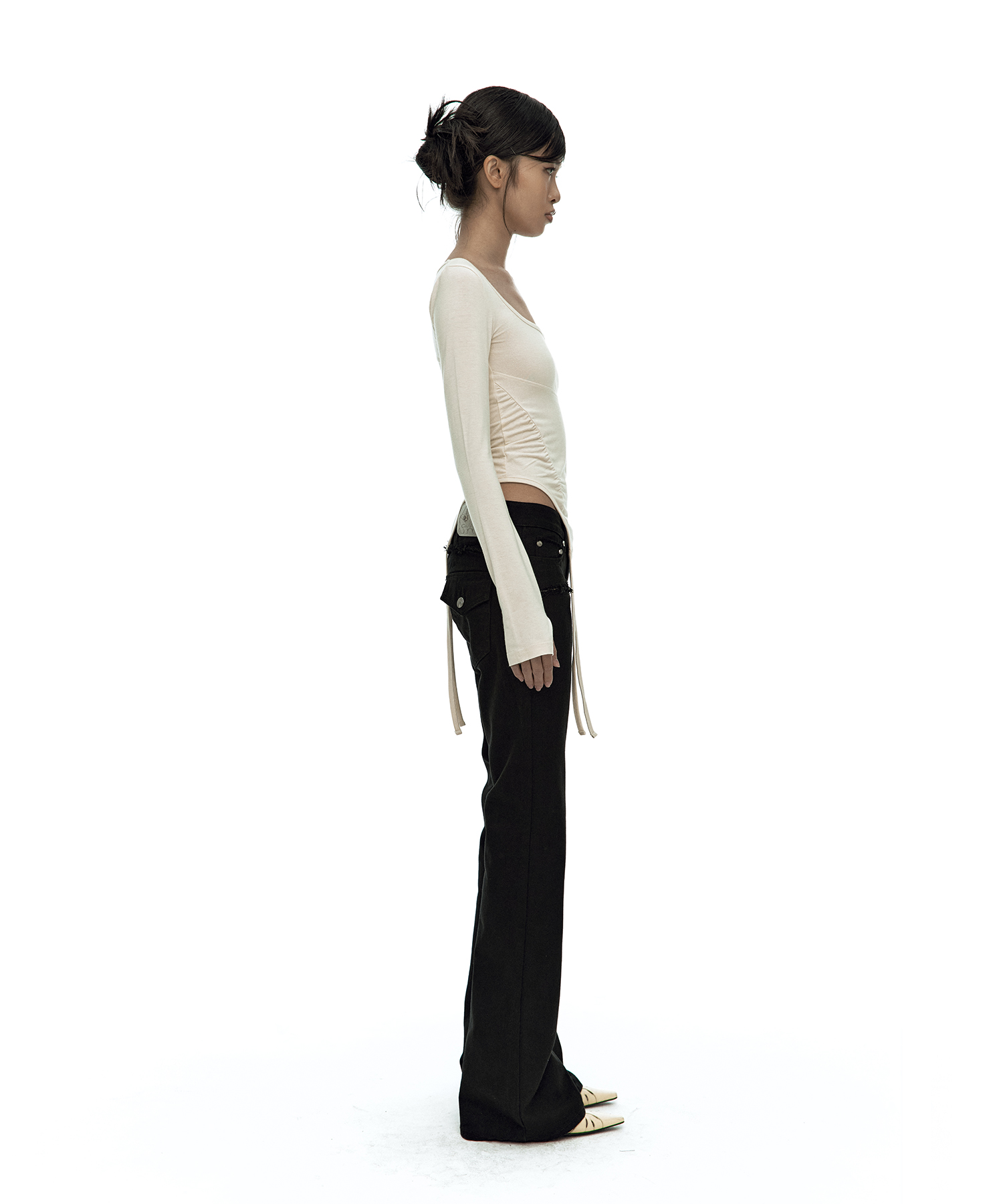 Slinky Shirring Bodysuit Beige