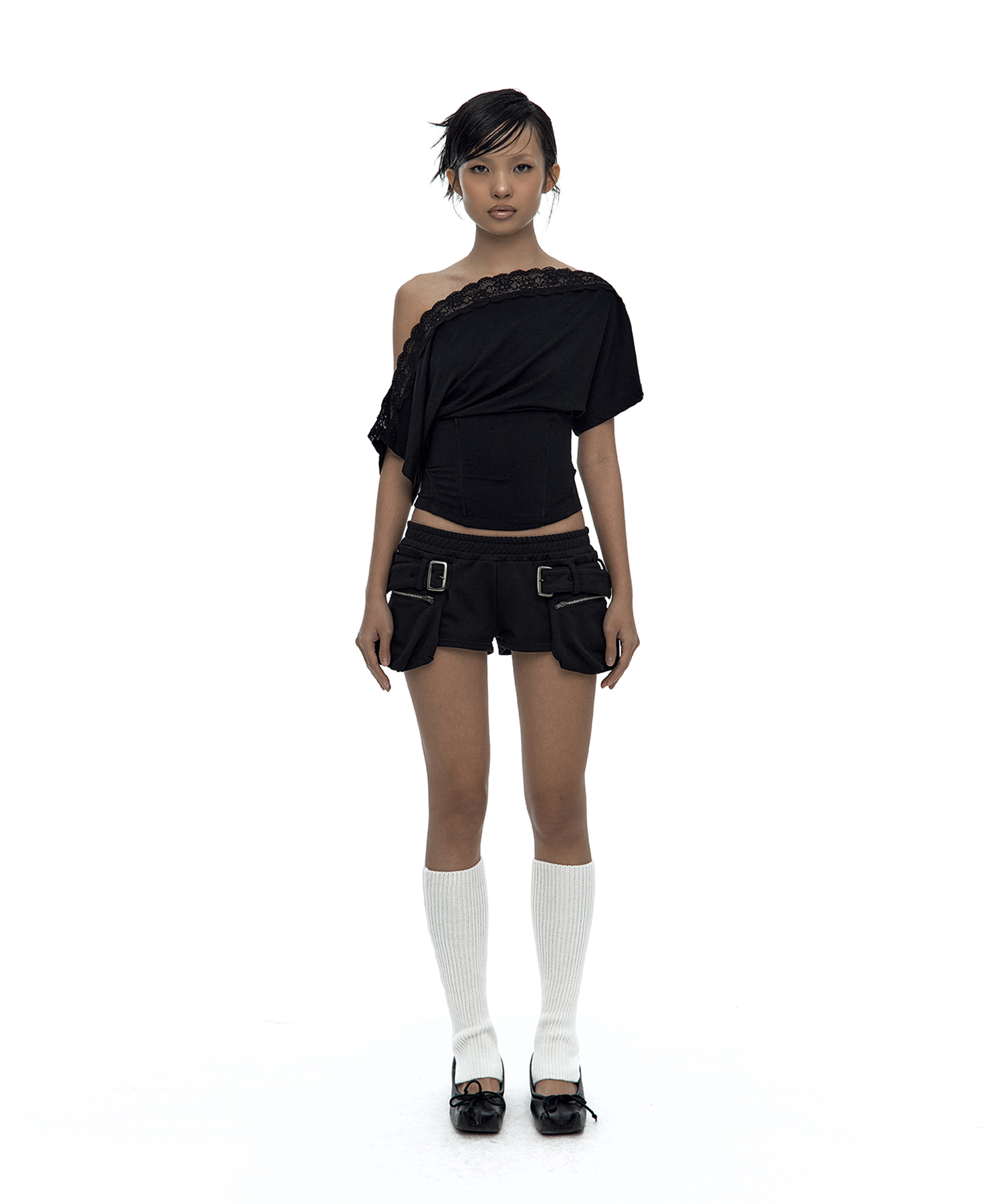 Belted Pocket Shorts Black