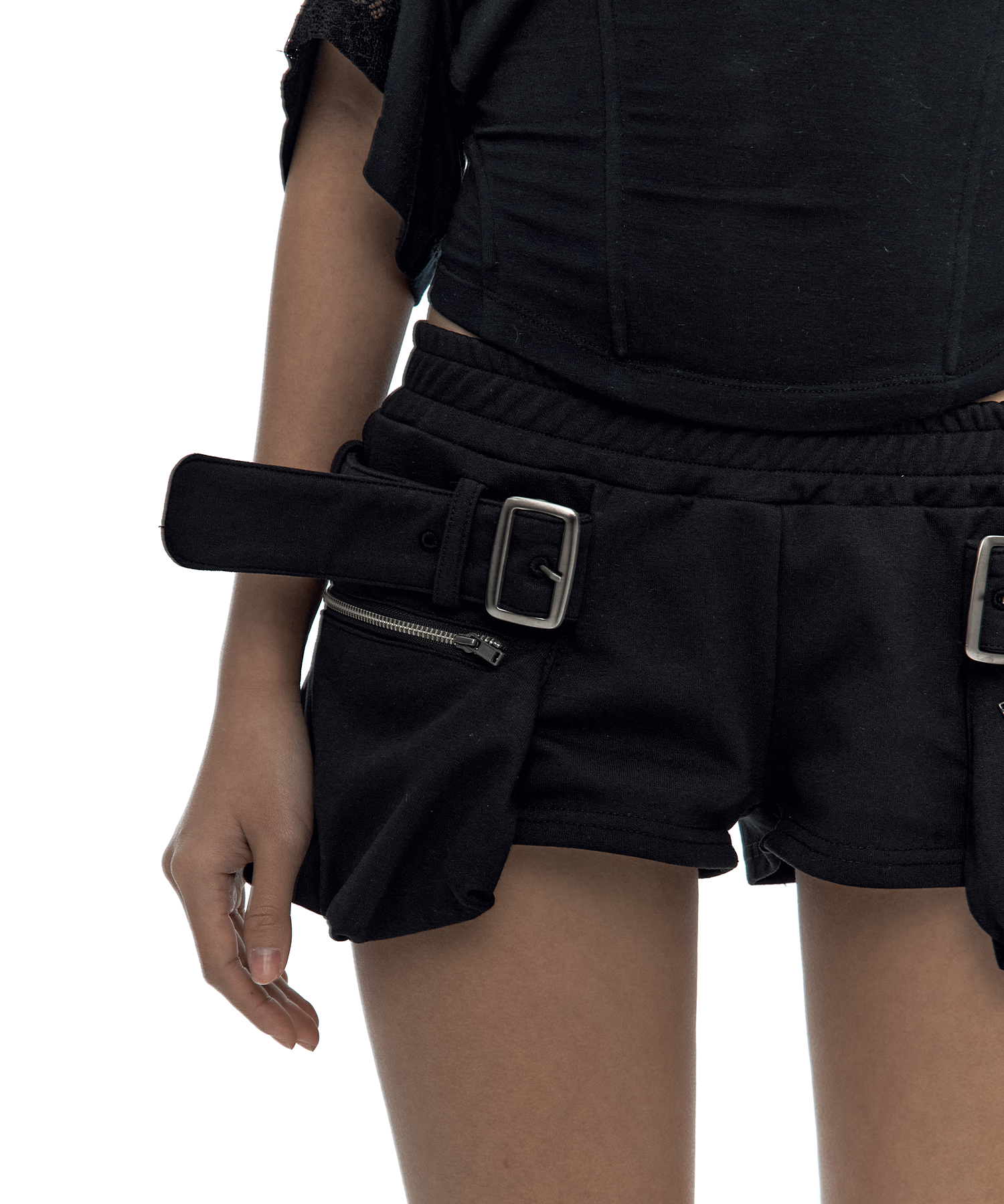 Belted Pocket Shorts Black