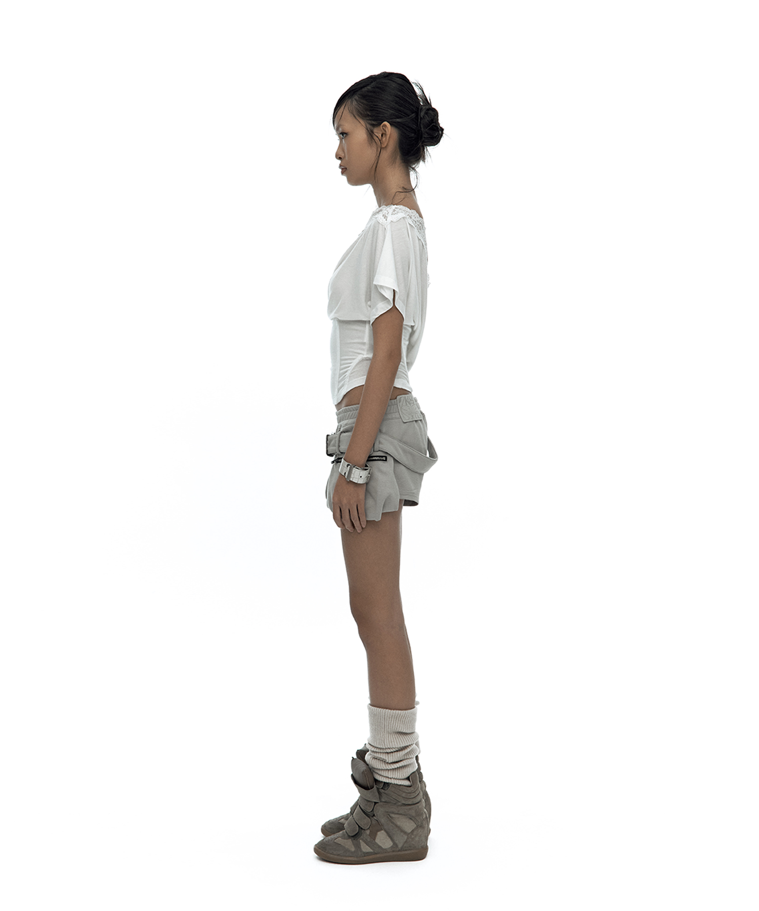 Belted Pocket Shorts Gray
