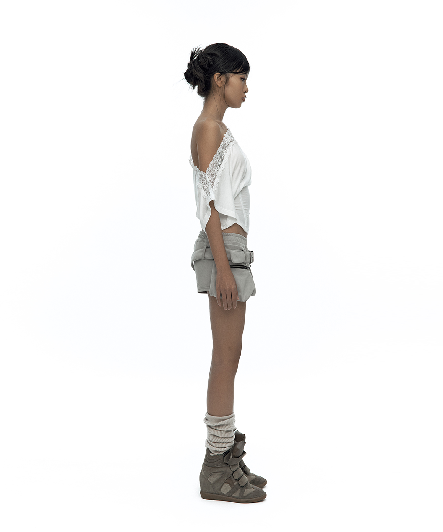 Belted Pocket Shorts Gray
