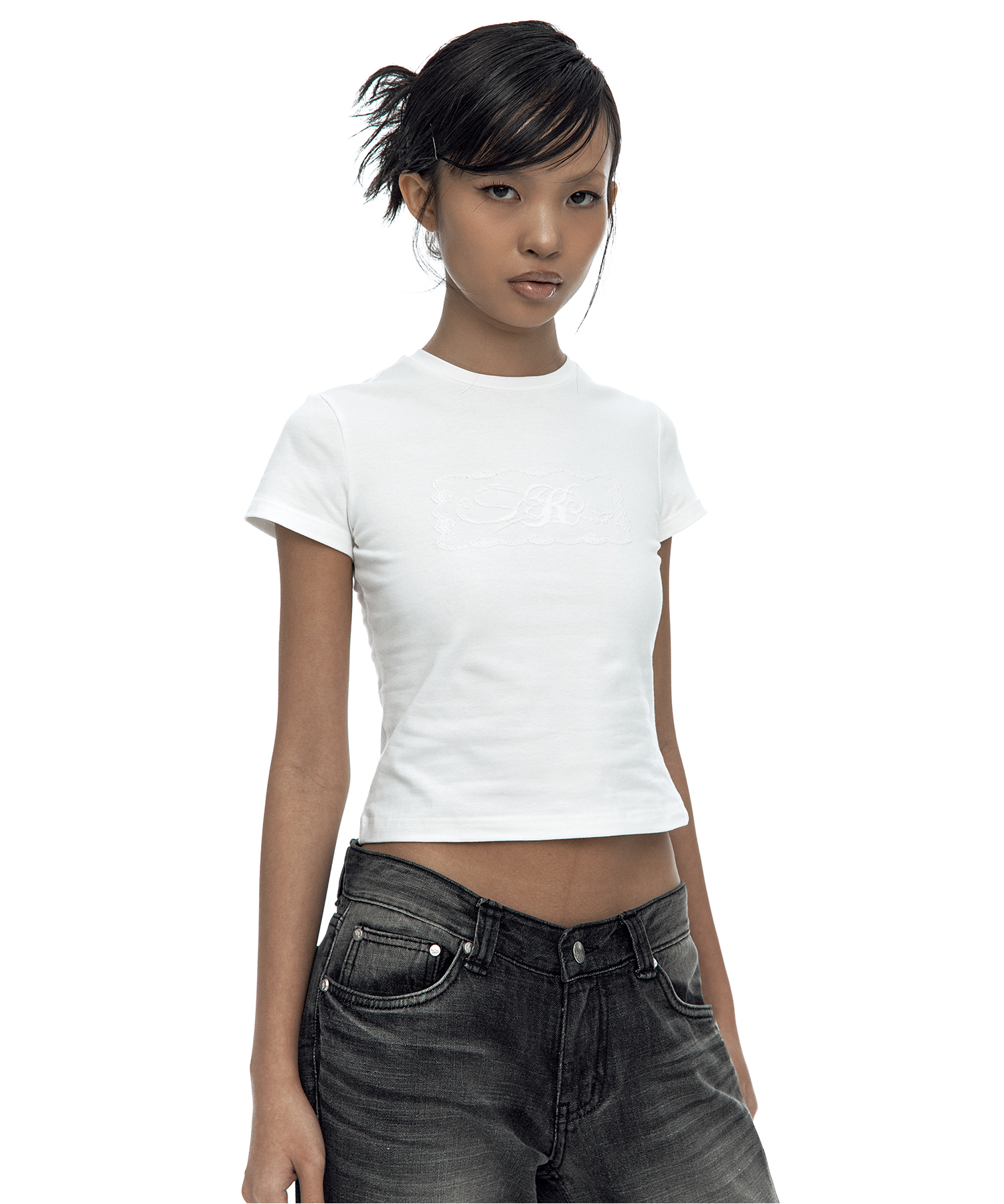 Embossed Baby Tee White