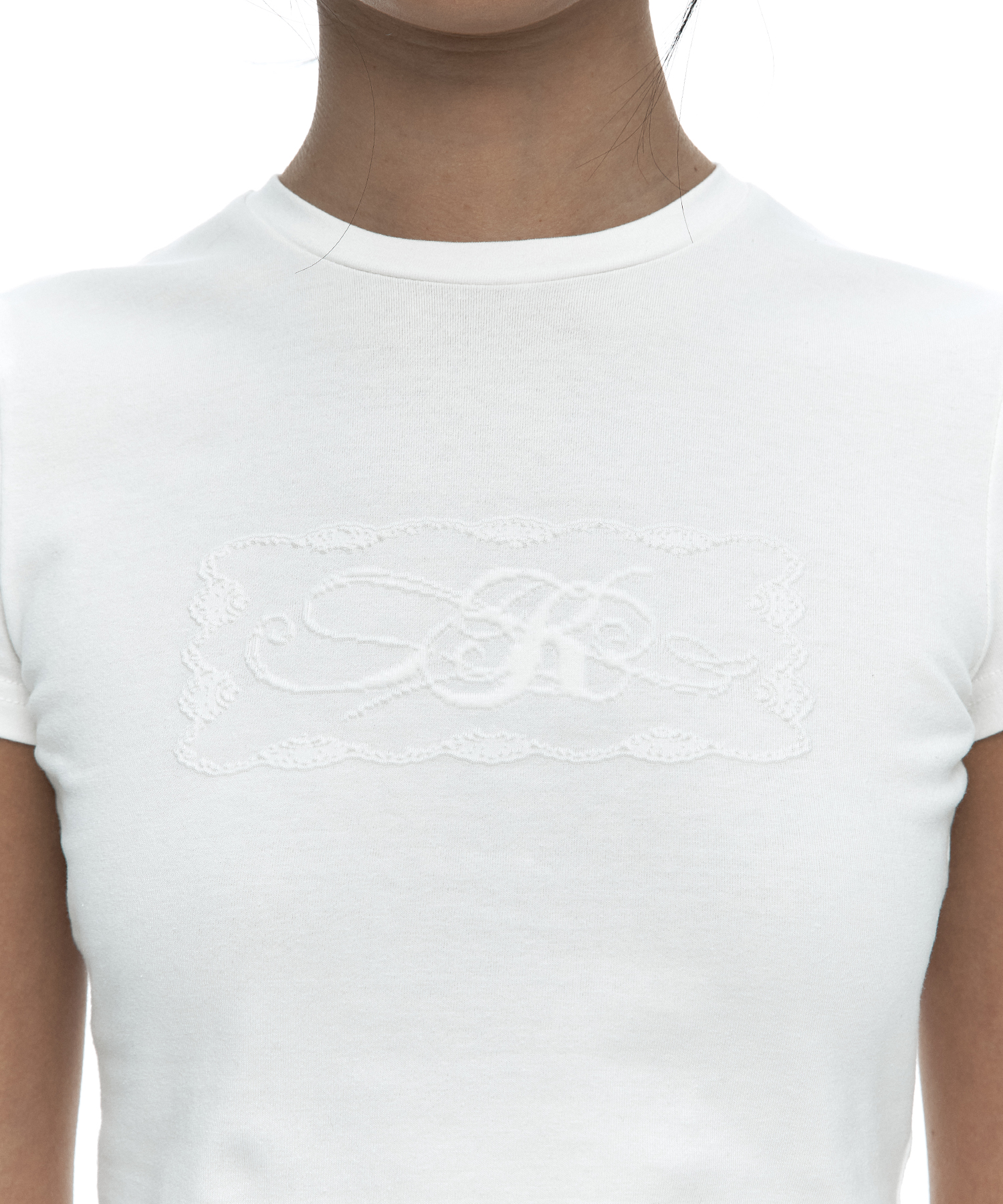 Embossed Baby Tee White