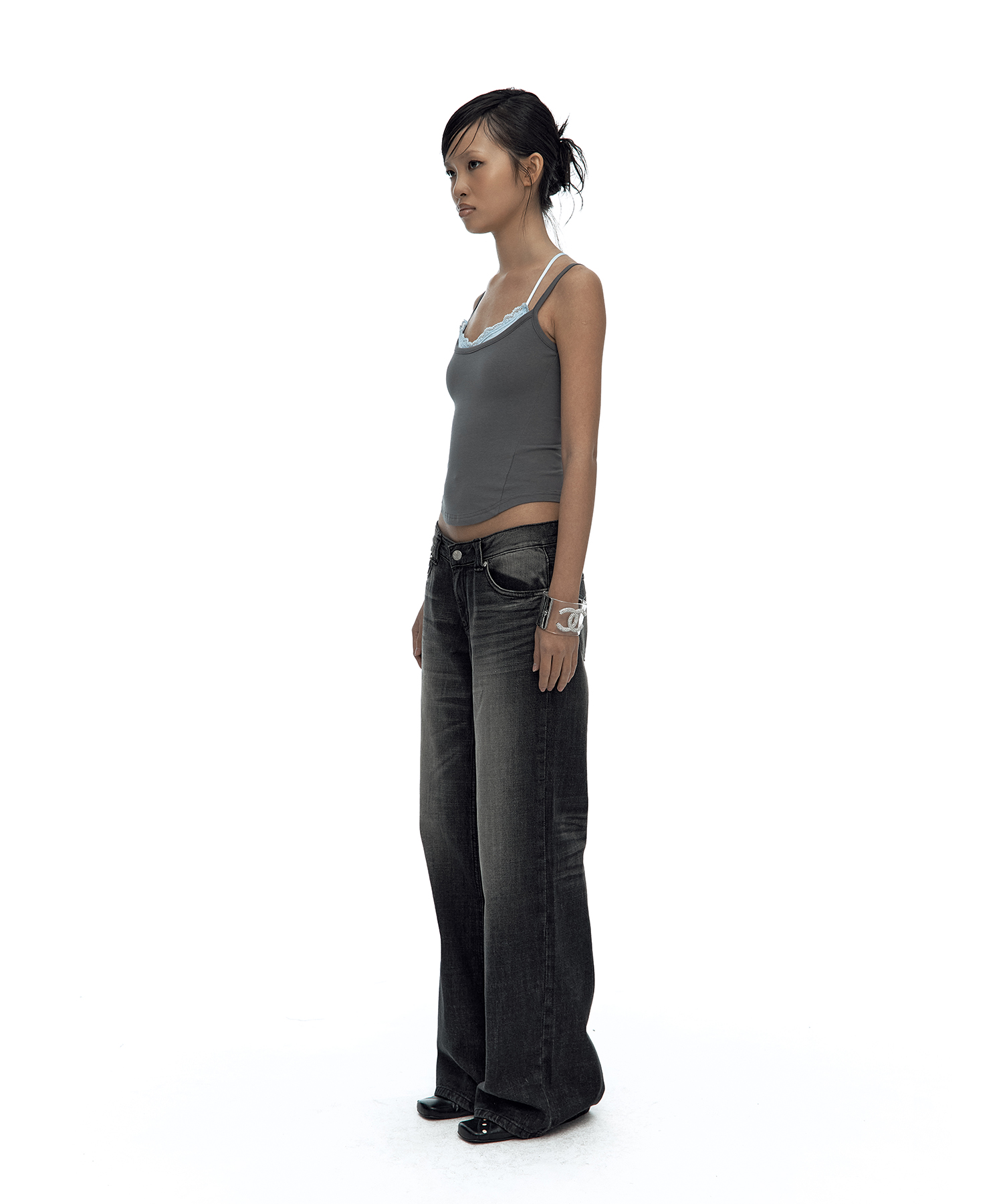 Nessa Lace Top Gray