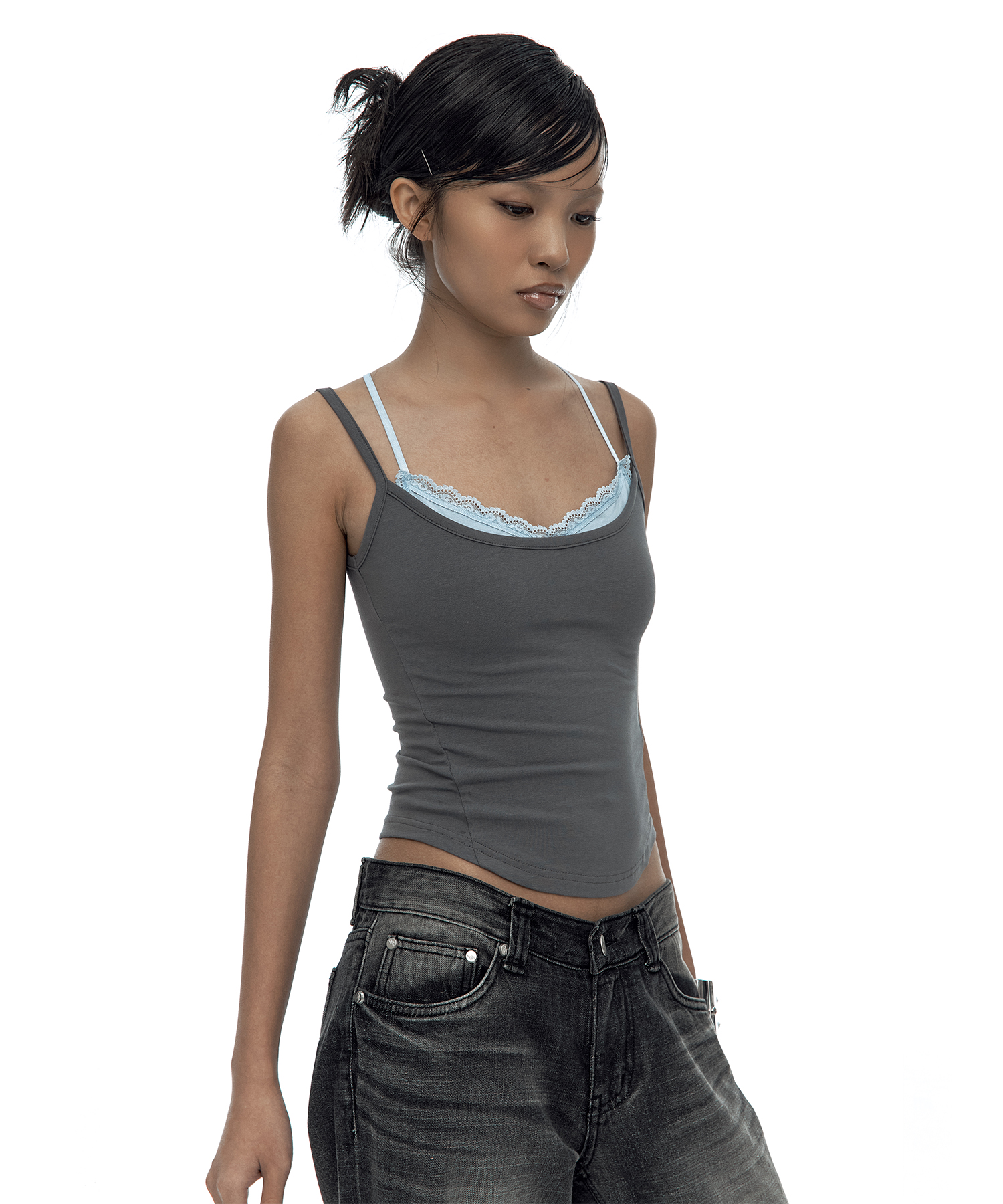 Nessa Lace Top Gray
