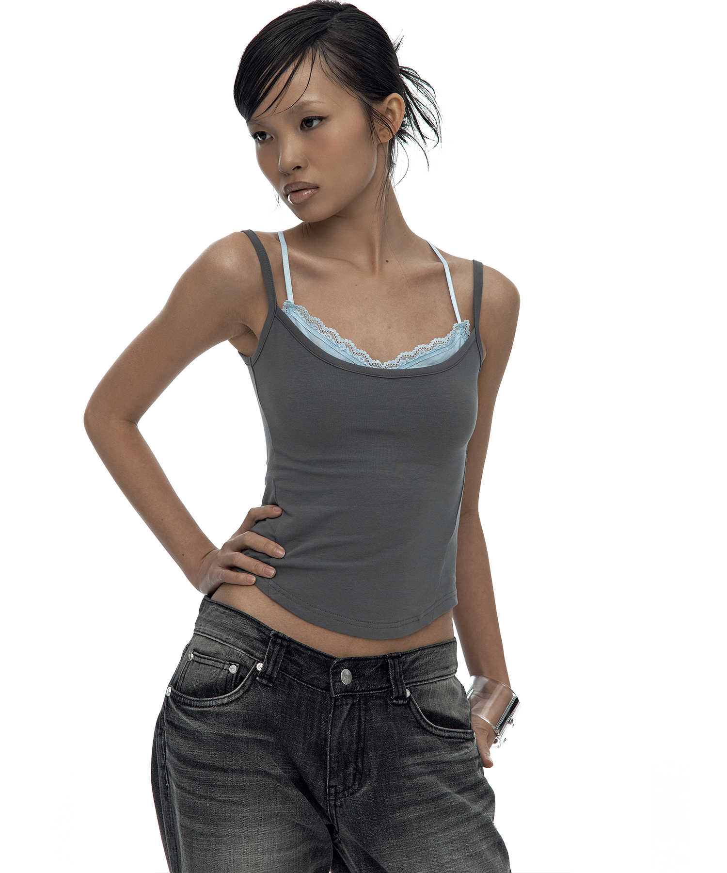 Nessa Lace Top Gray