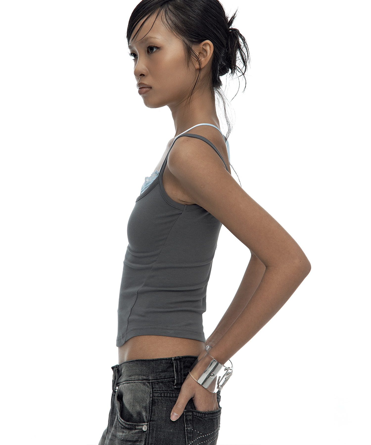 Nessa Lace Top Gray