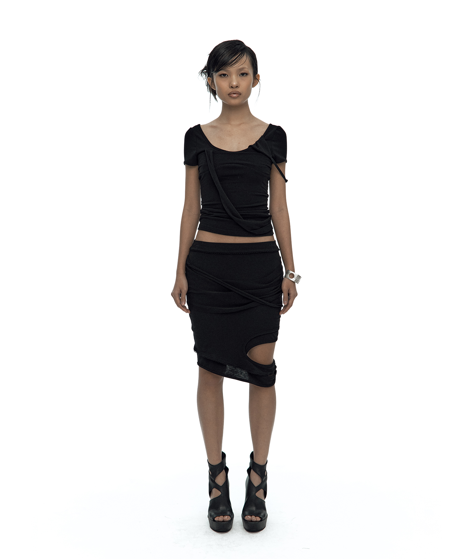 Peek-a-boo Strap Skirt Black