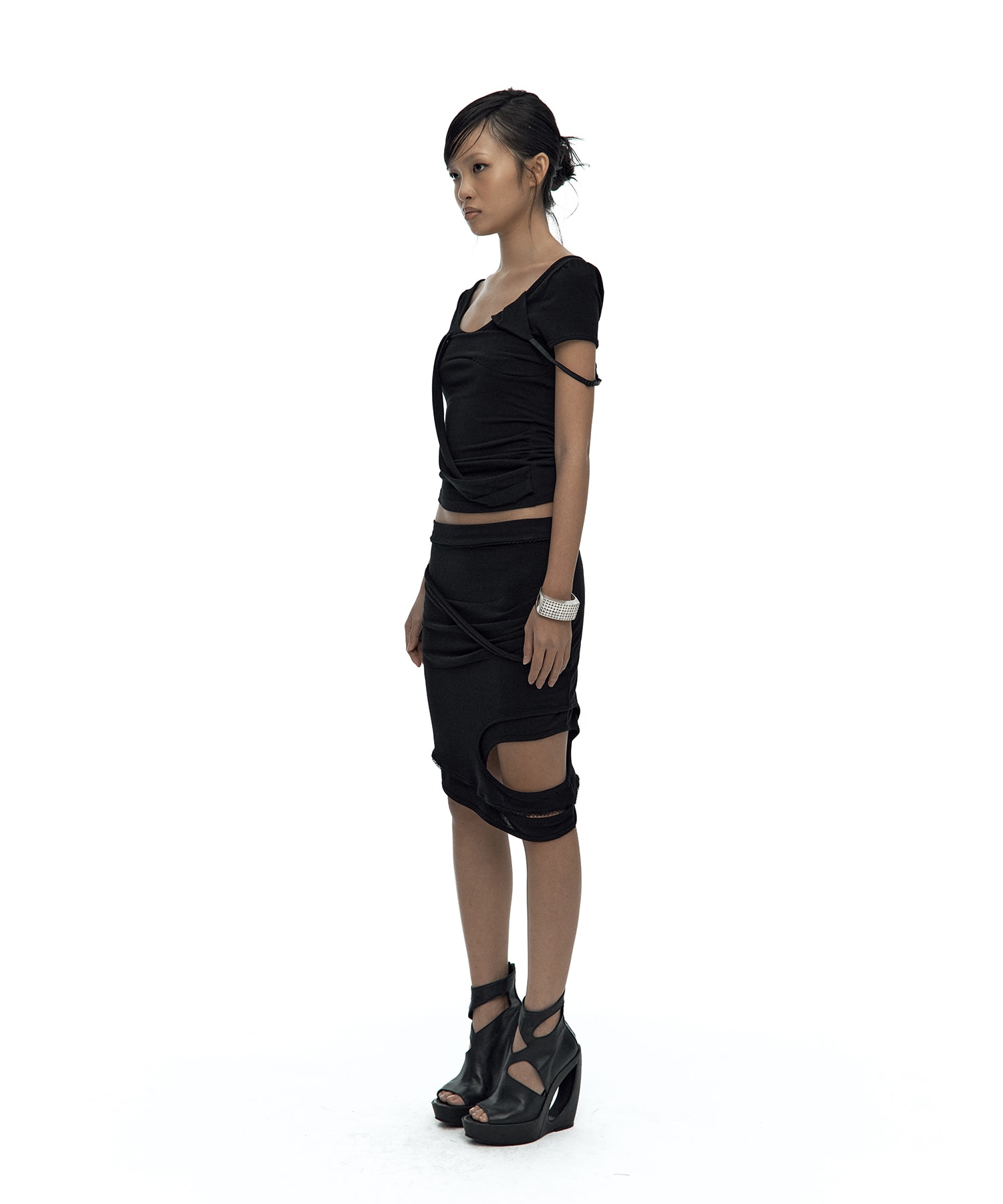 Peek-a-boo Strap Skirt Black