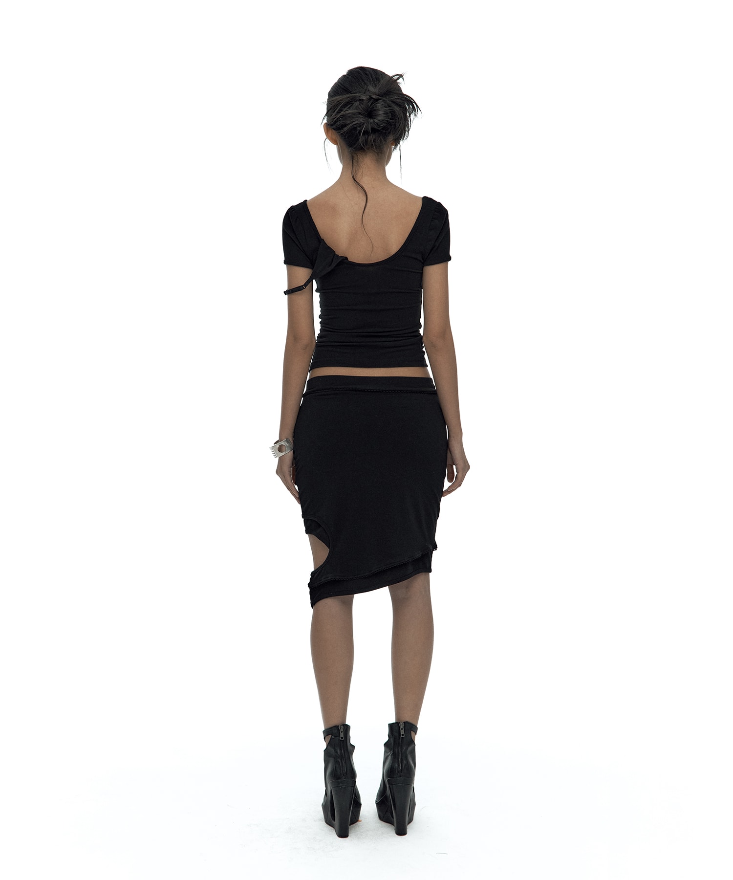 Peek-a-boo Strap Skirt Black