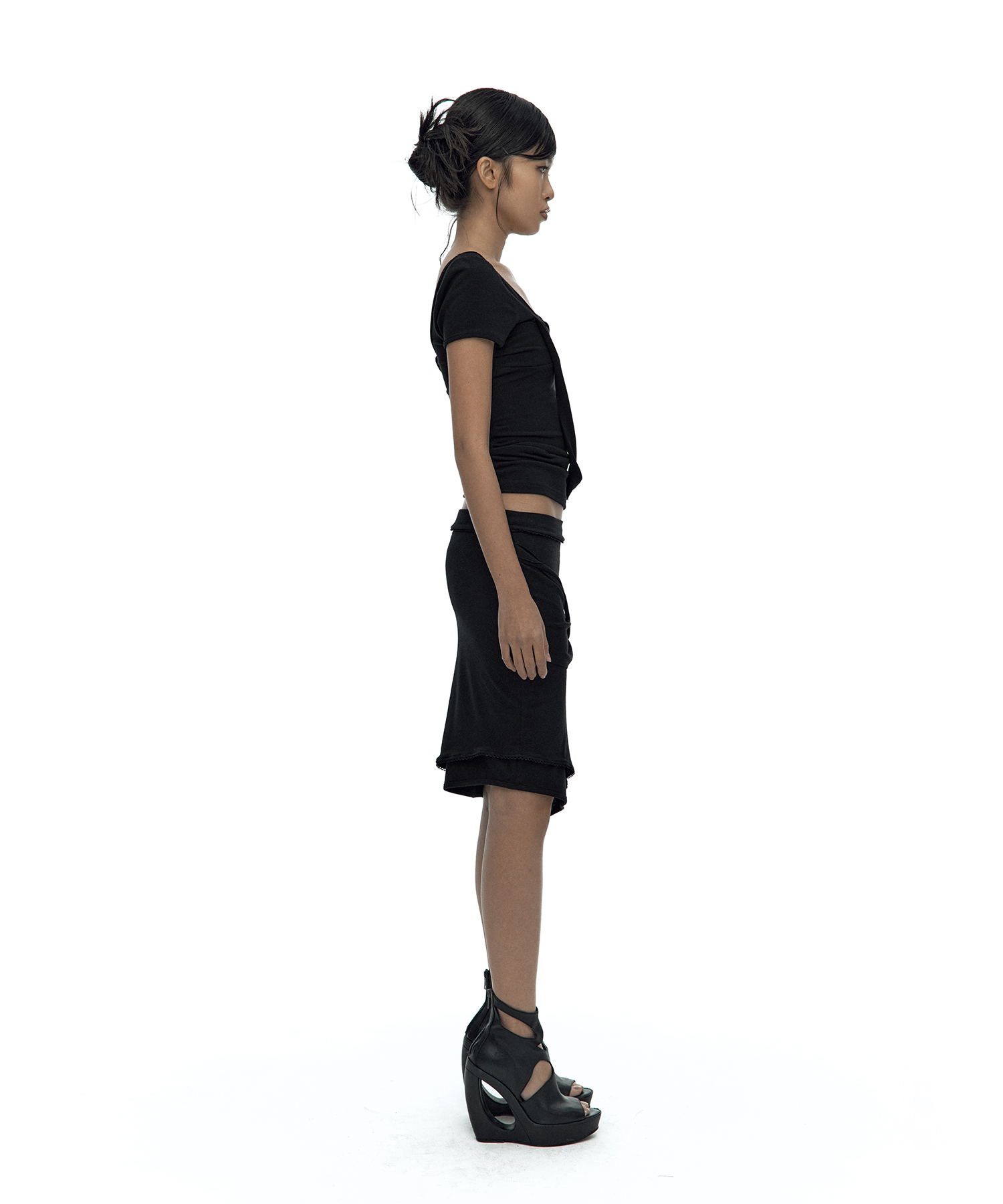 Peek-a-boo Strap Skirt Black