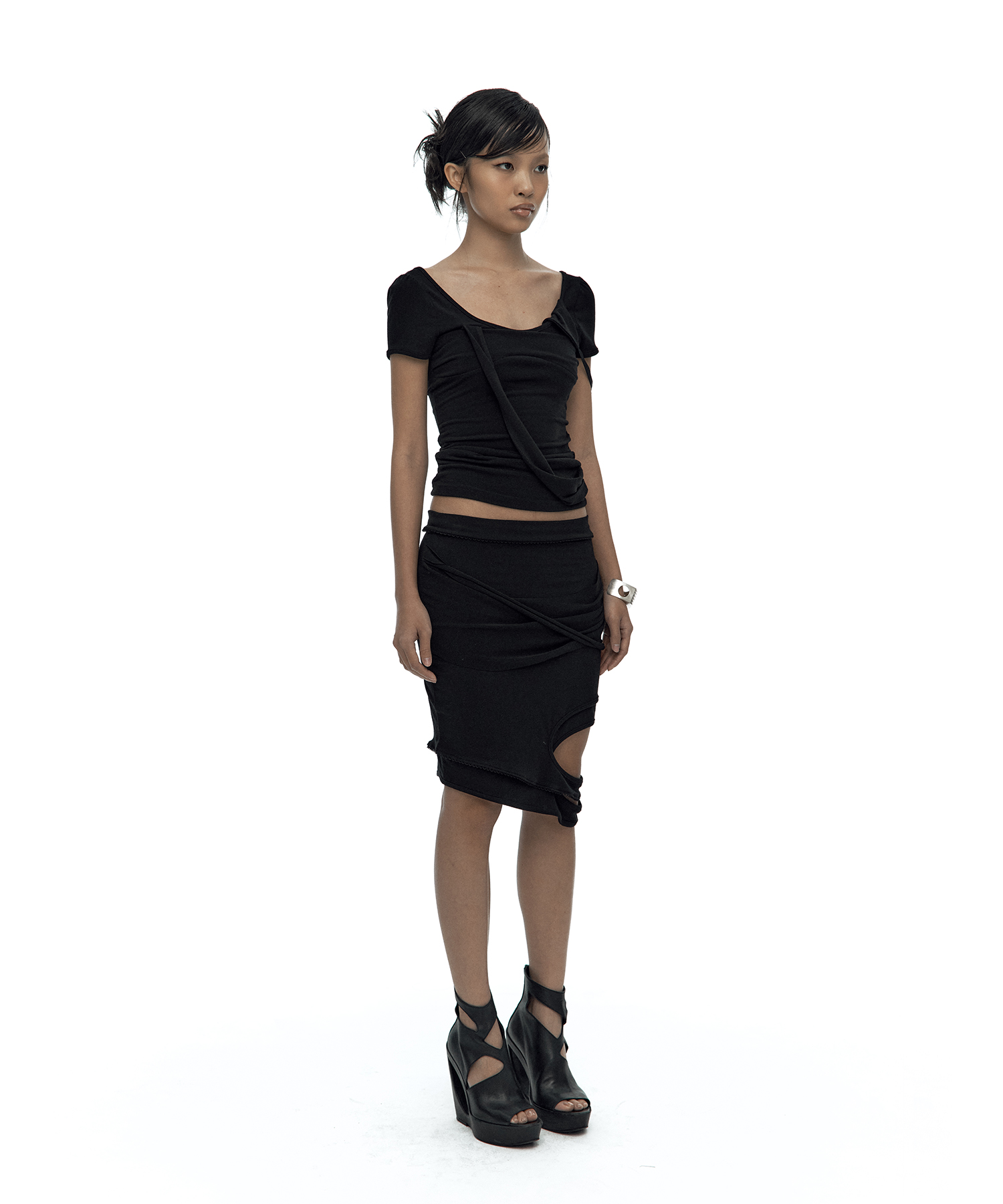 Peek-a-boo Strap Skirt Black