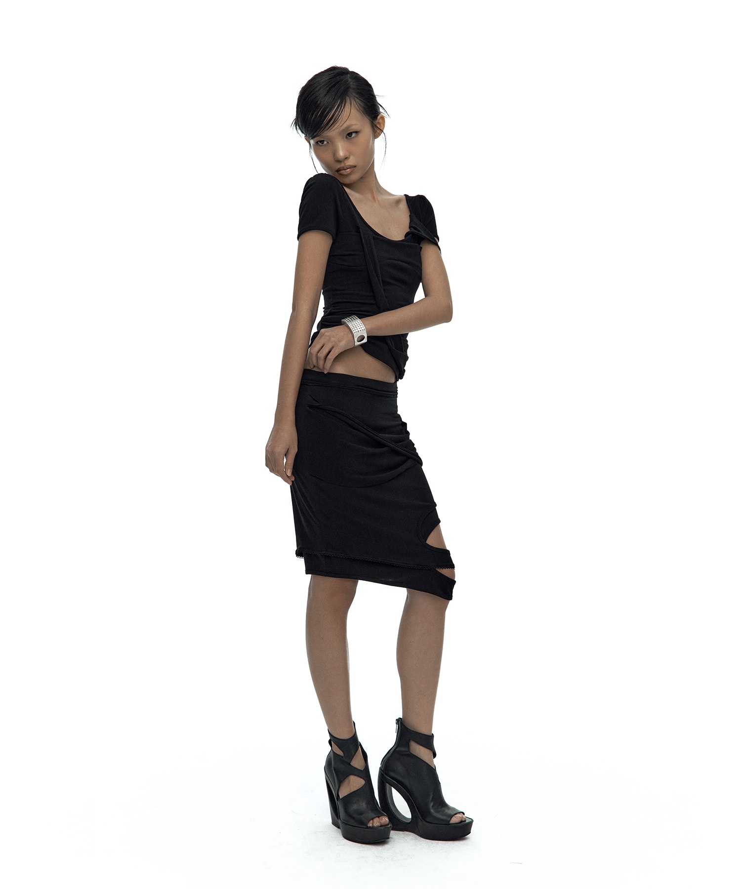Peek-a-boo Strap Skirt Black
