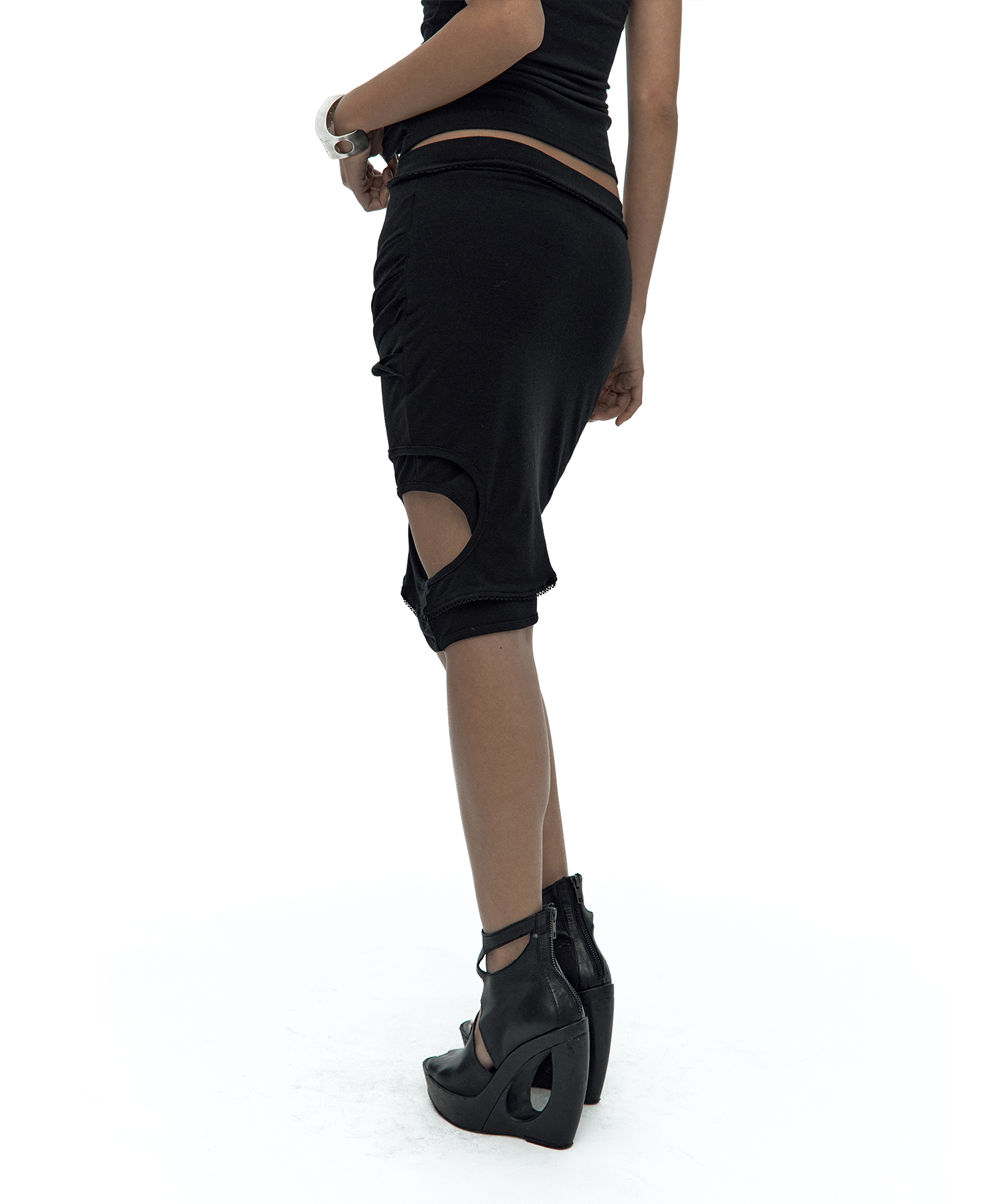 Peek-a-boo Strap Skirt Black