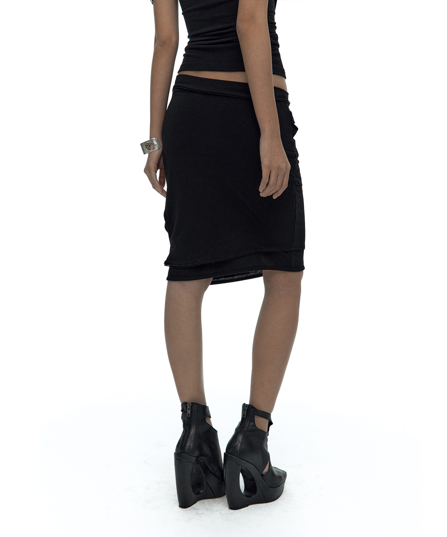 Peek-a-boo Strap Skirt Black