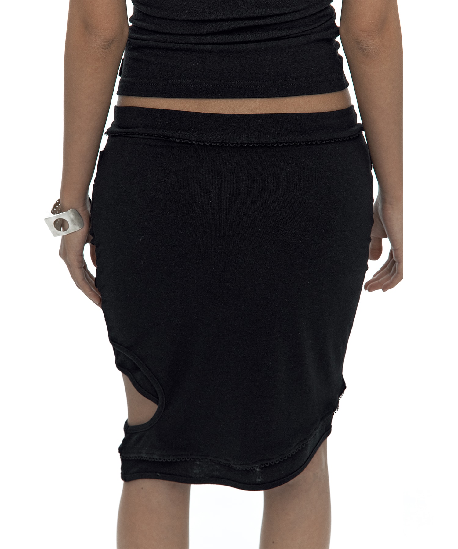 Peek-a-boo Strap Skirt Black