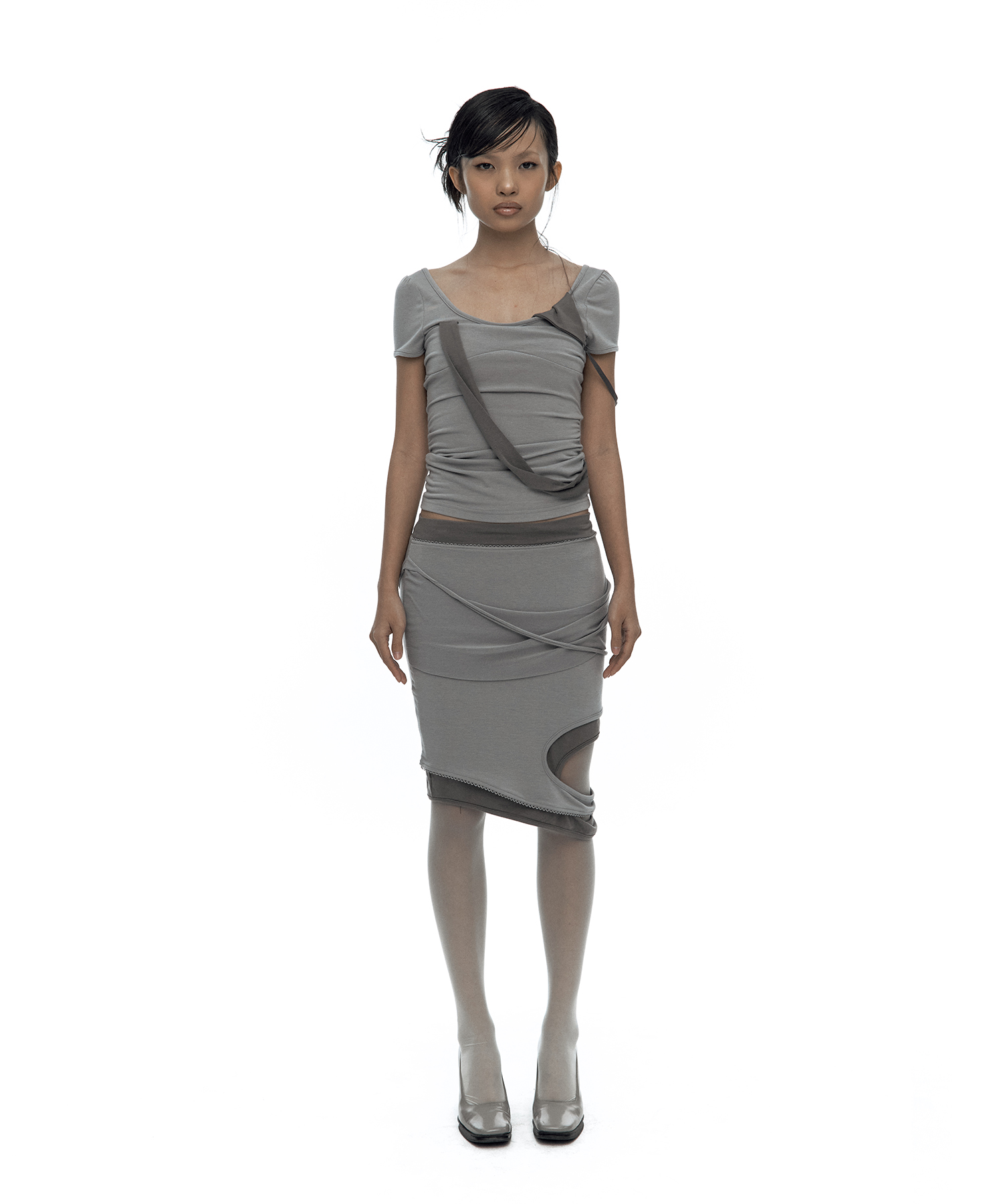 Peek-a-boo Strap Skirt Warm Gray