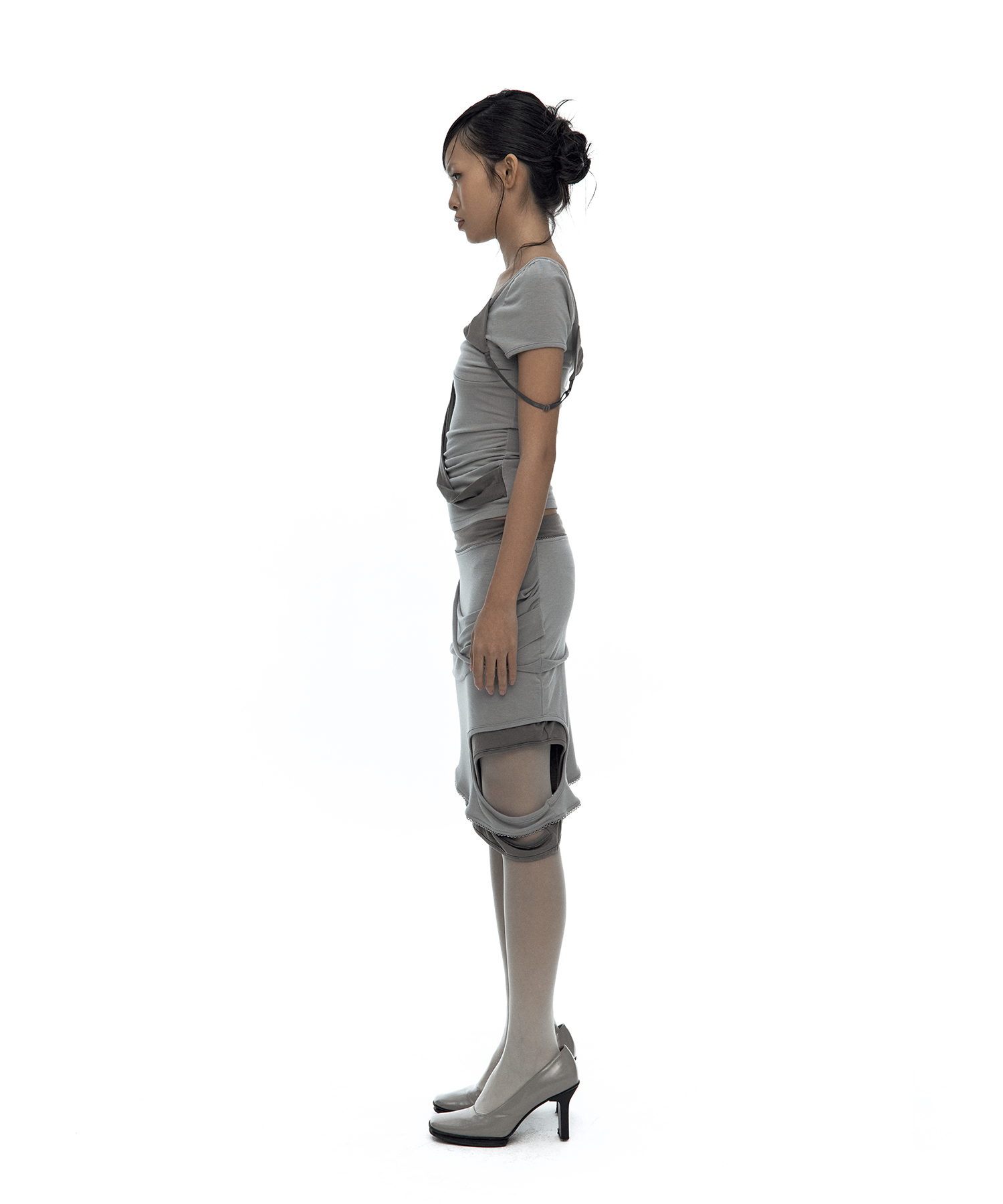 Peek-a-boo Strap Skirt Warm Gray