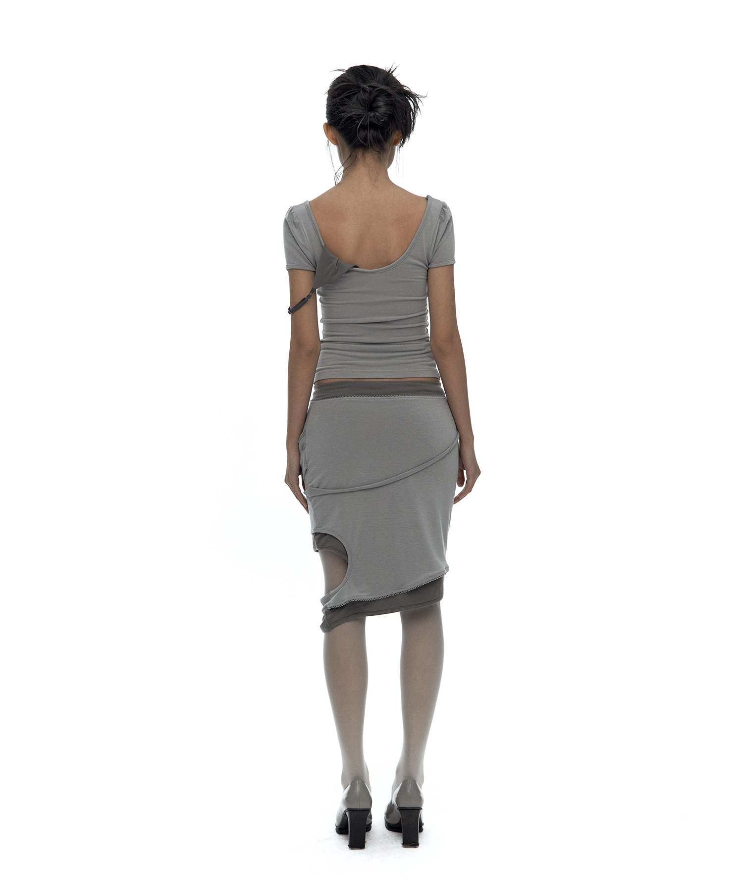 Peek-a-boo Strap Skirt Warm Gray