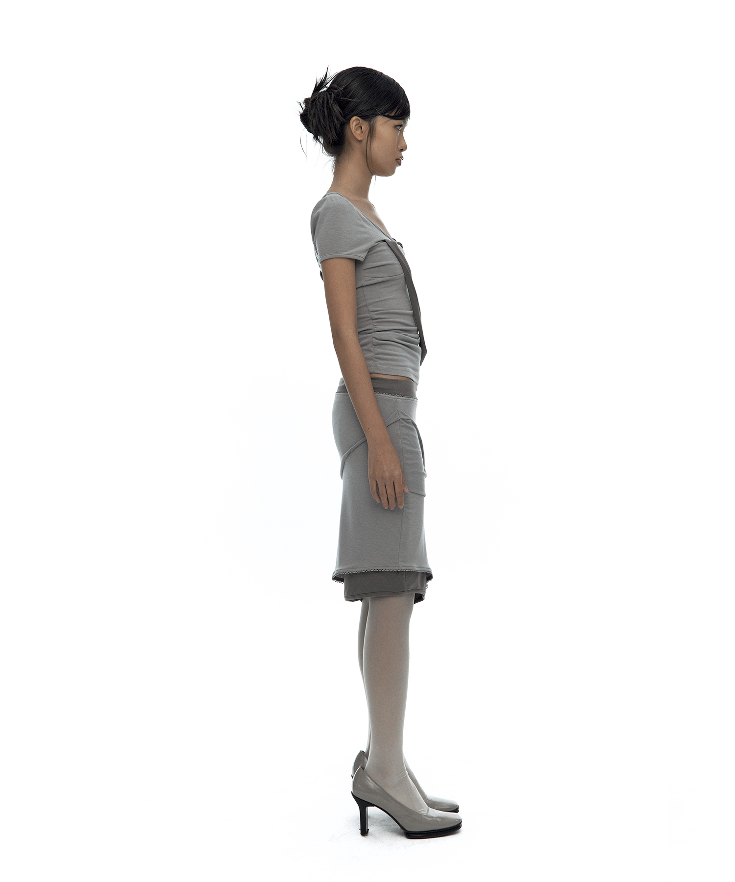 Peek-a-boo Strap Skirt Warm Gray