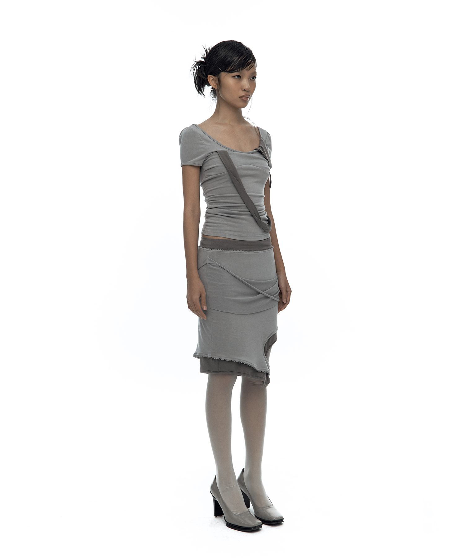 Peek-a-boo Strap Skirt Warm Gray