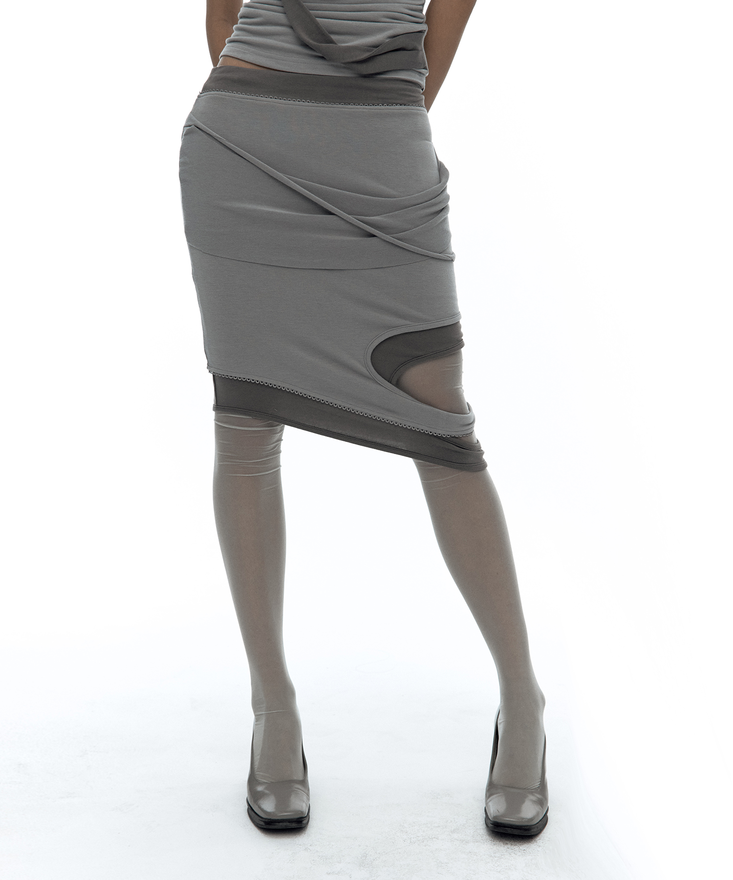 Peek-a-boo Strap Skirt Warm Gray