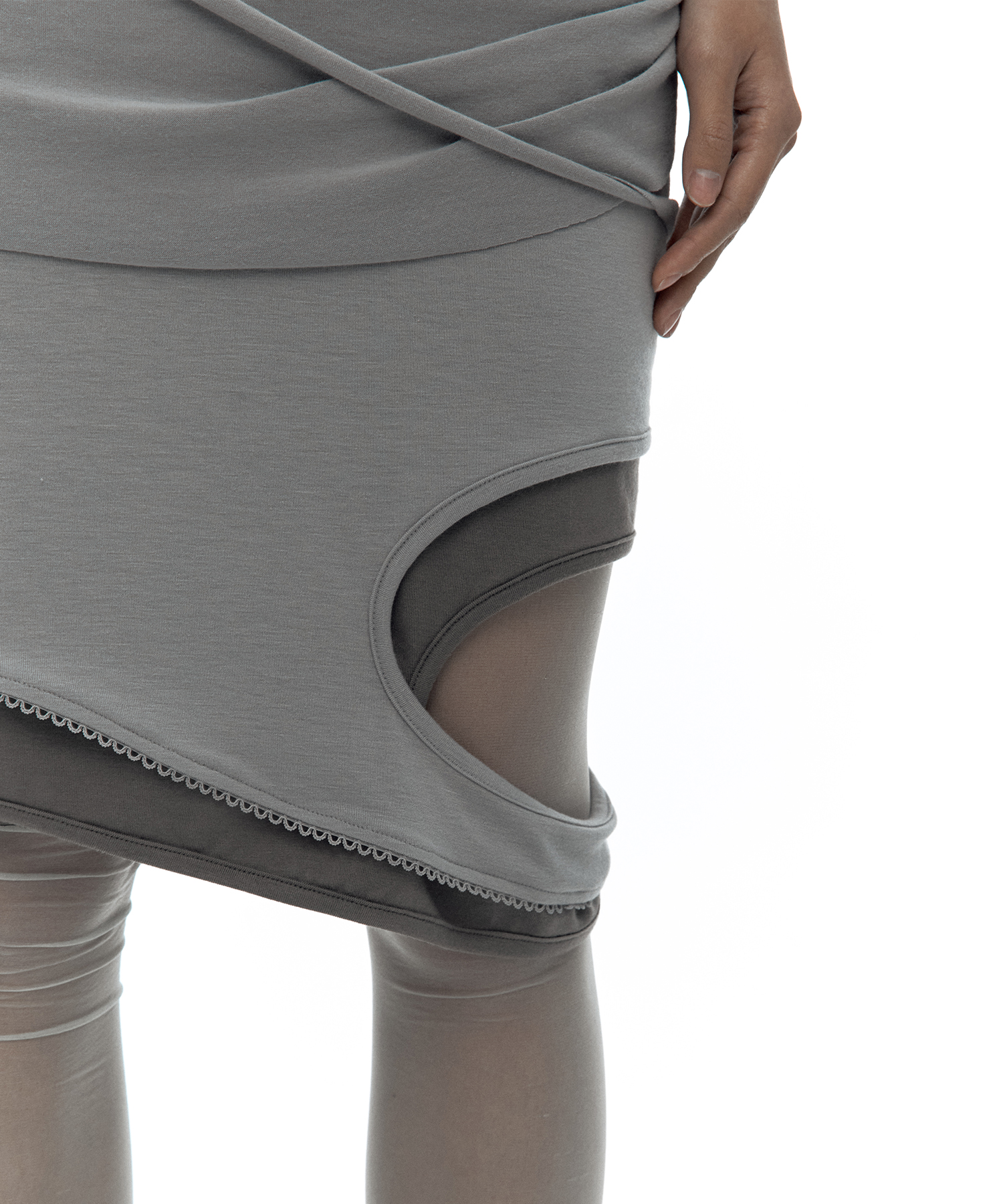 Peek-a-boo Strap Skirt Warm Gray