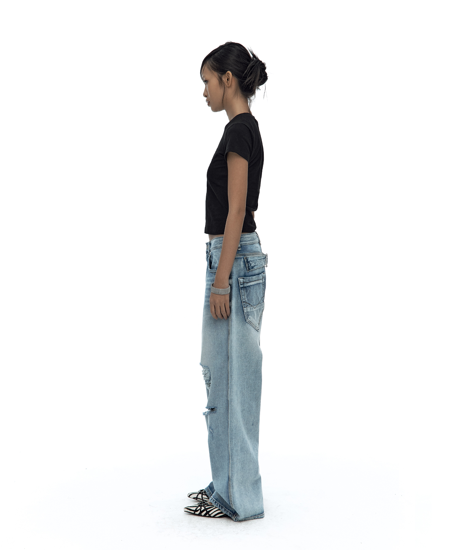Milk Ripped Wide Jeans Light Blue