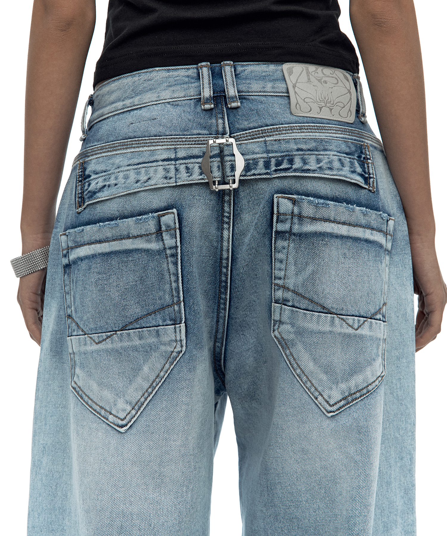 Milk Ripped Wide Jeans Light Blue