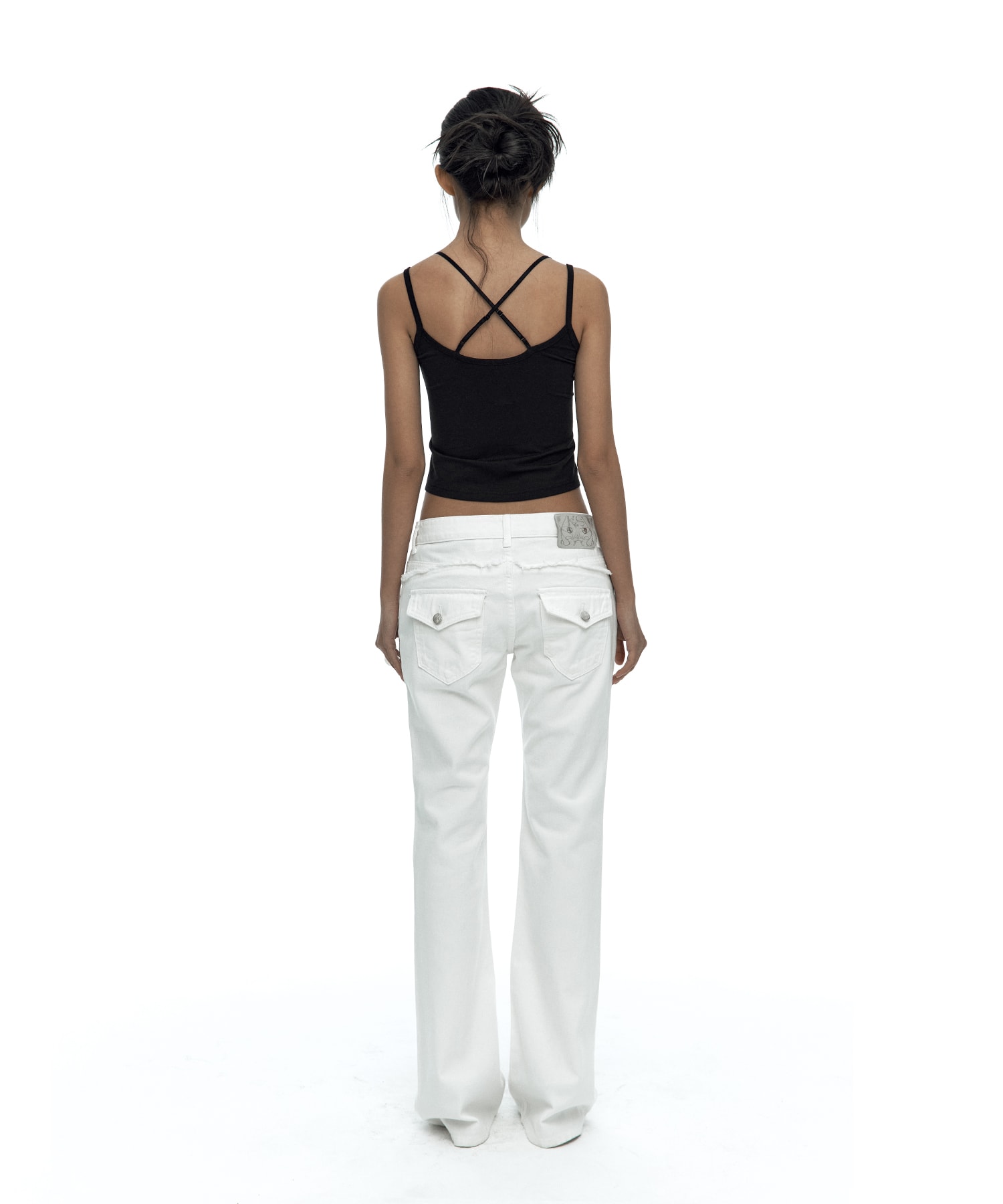 Side Zipper Boots-cut Jeans White
