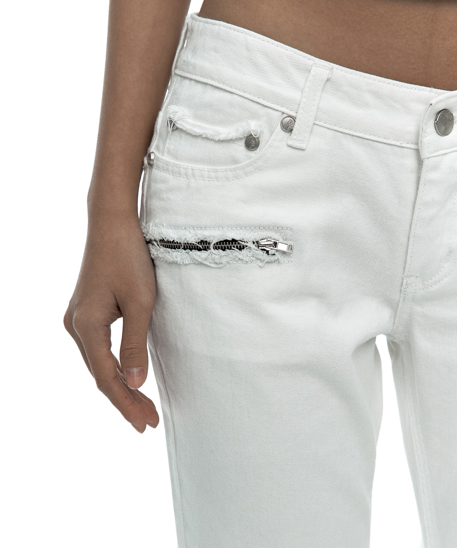 Side Zipper Boots-cut Jeans White