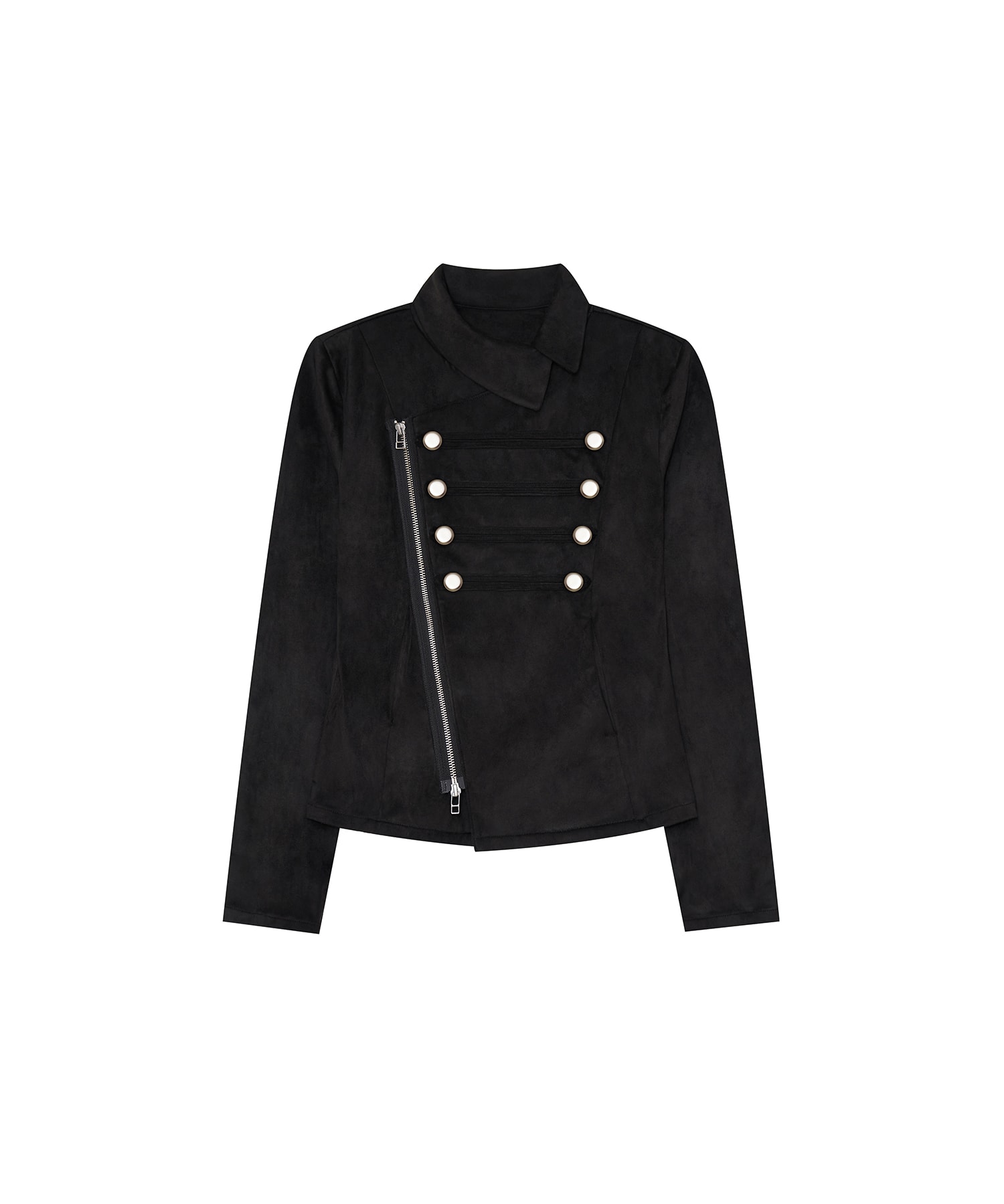 Asymmetric Zip Napoleon Jacket Black