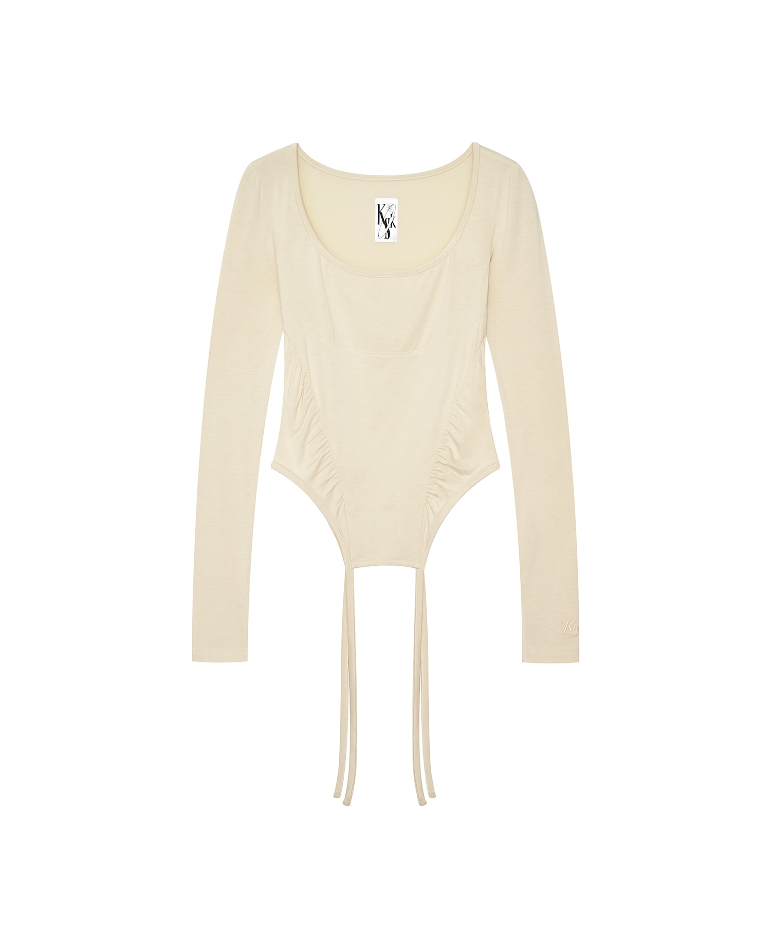 Slinky Shirring Bodysuit Beige