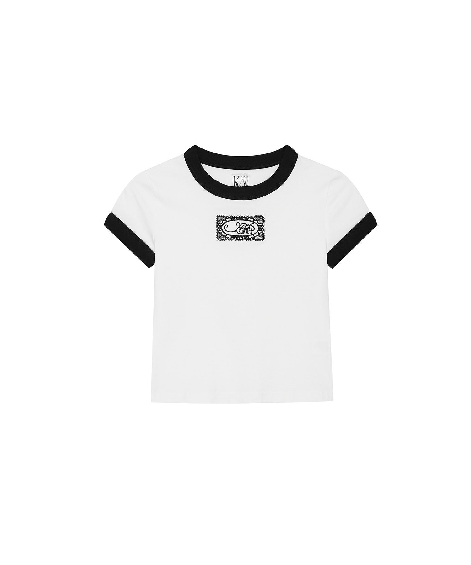 Lace Embroidered Ringer Tee White
