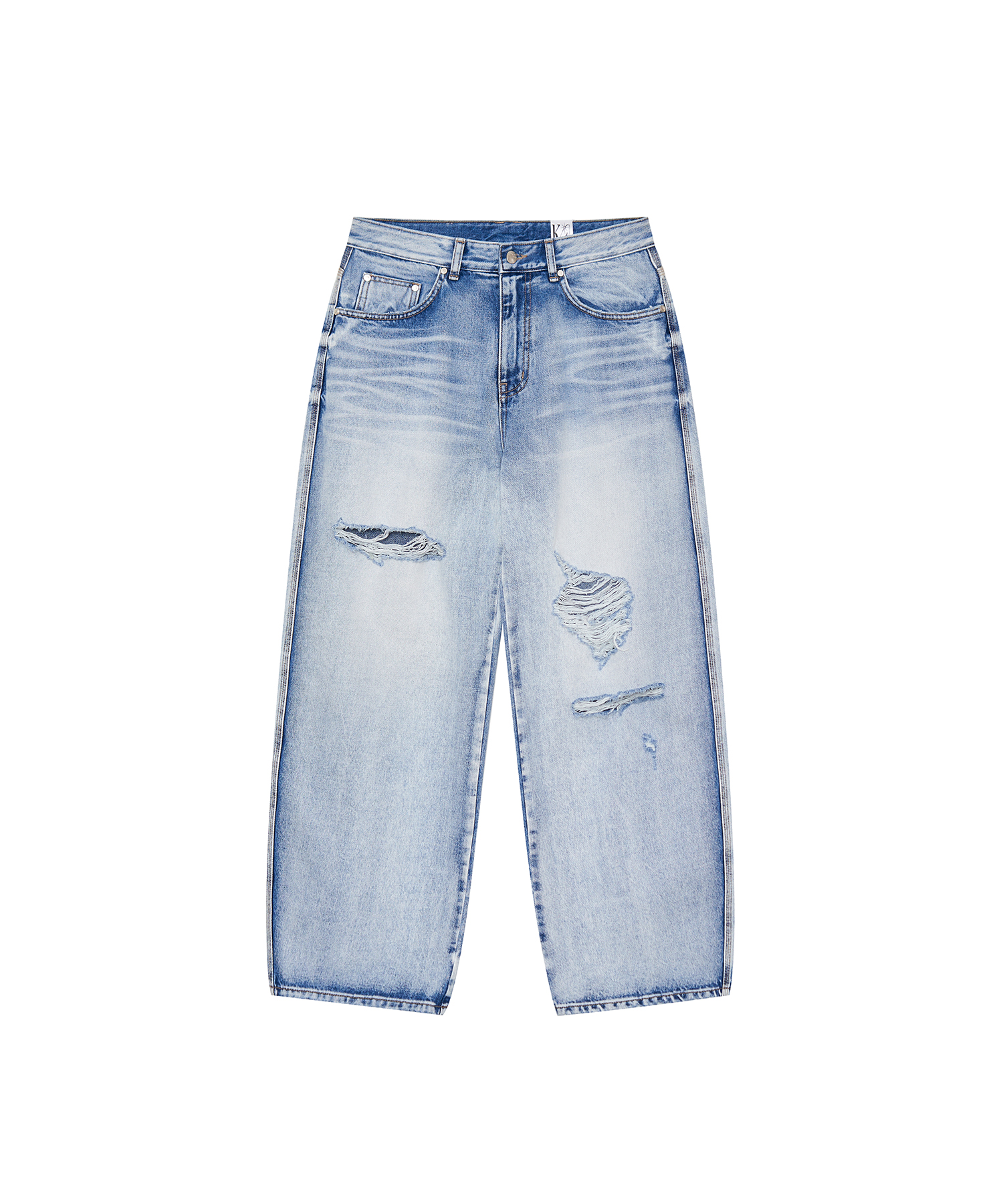 Milk Ripped Wide Jeans Light Blue