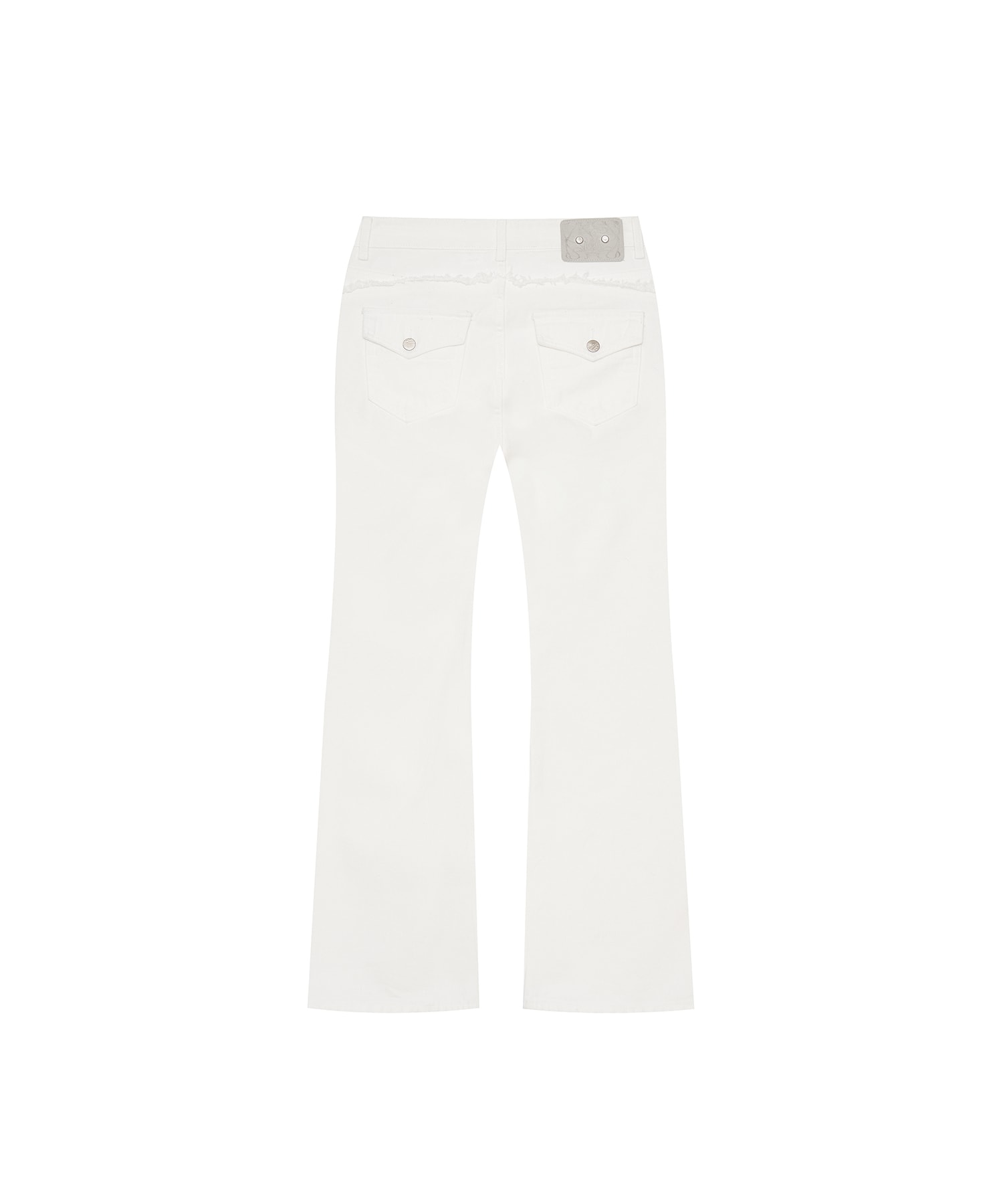 Side Zipper Boots-cut Jeans White