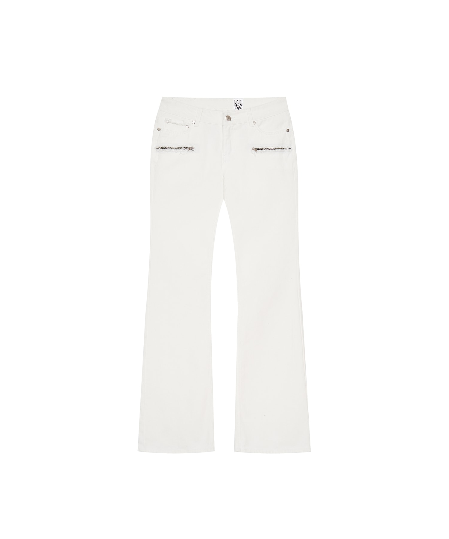 Side Zipper Boots-cut Jeans White