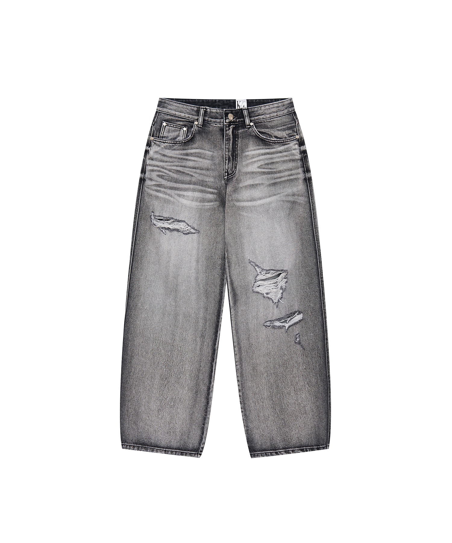 Milk Ripped Wide Jeans Light Gray