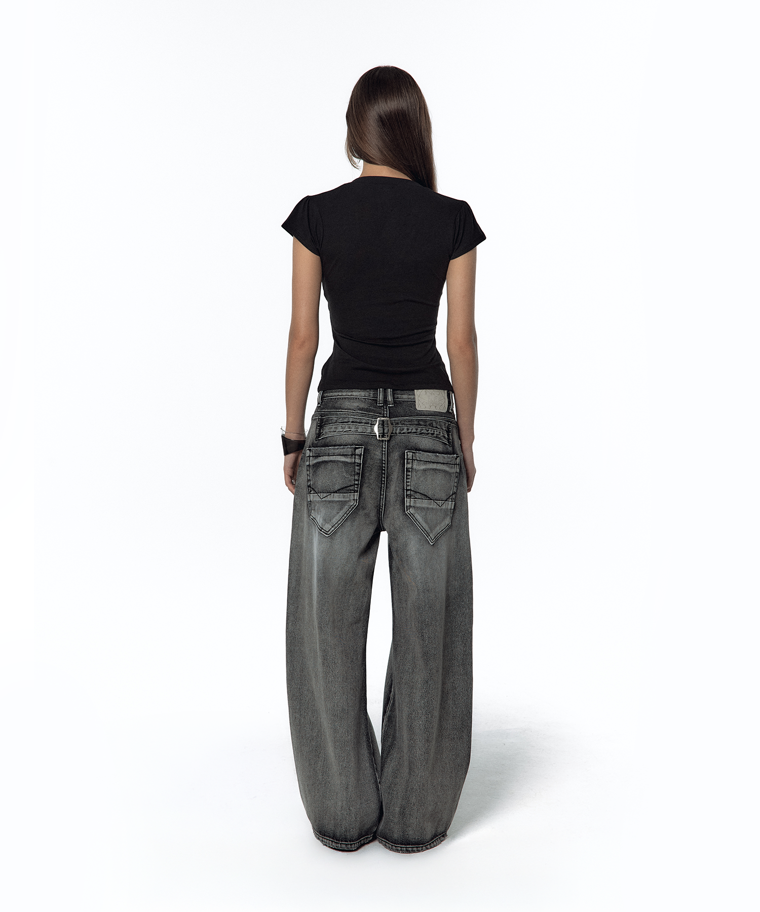 Milk Ripped Wide Jeans Light Gray