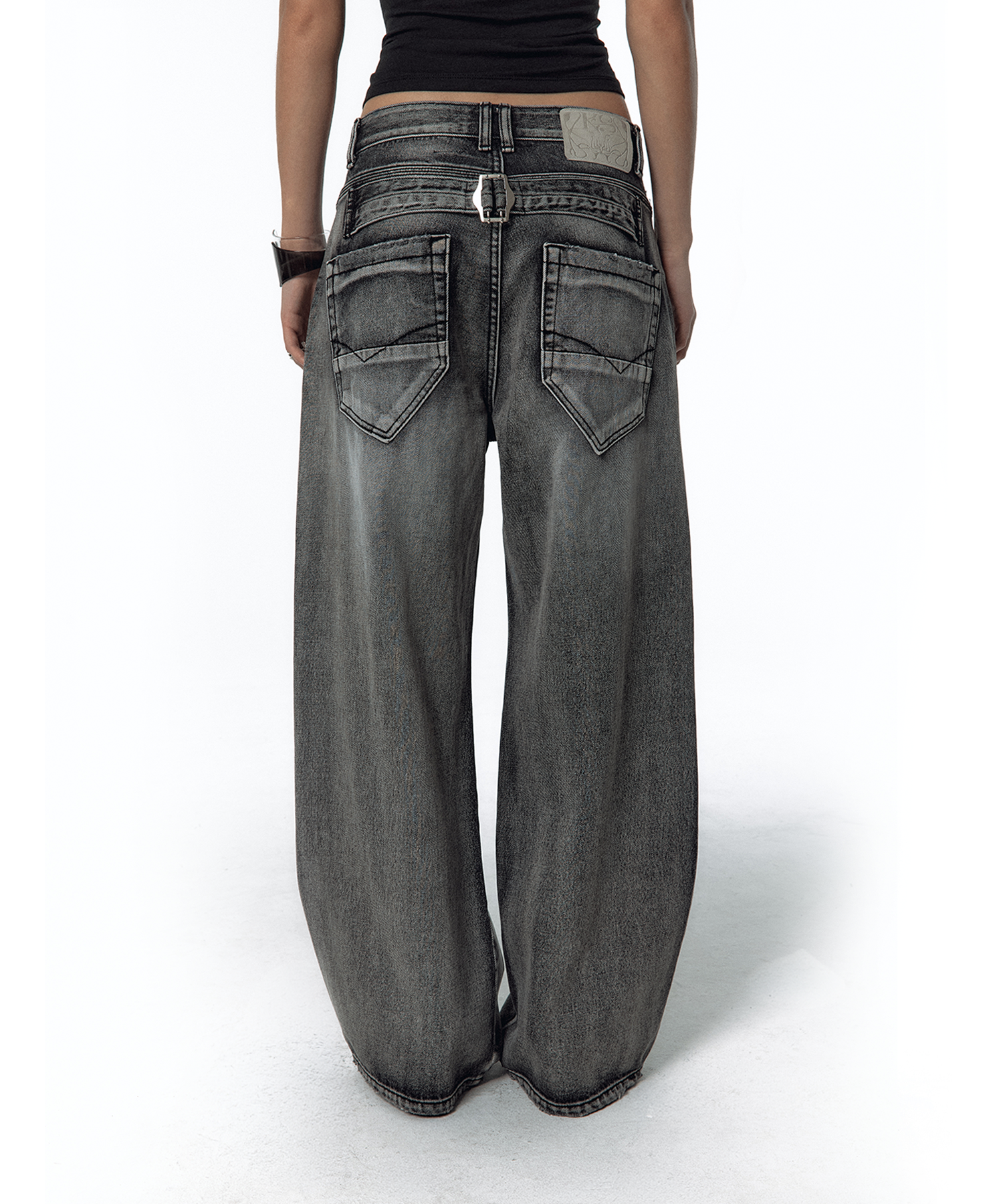 Milk Ripped Wide Jeans Light Gray