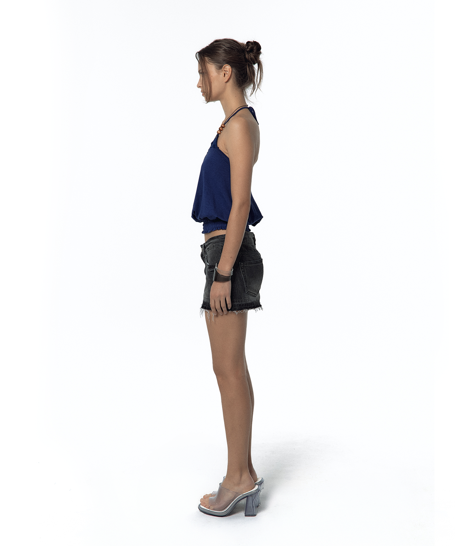 Split Pocket Denim Skirt Black