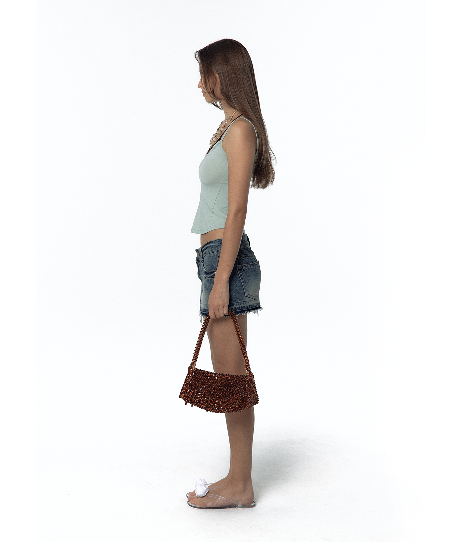 Split Pocket Denim Skirt Blue