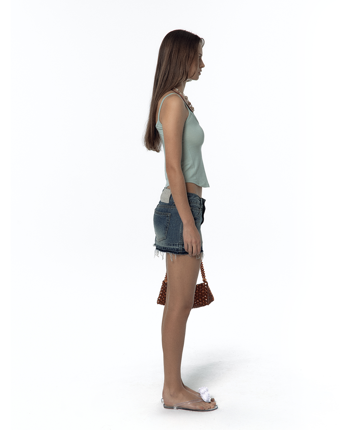 Split Pocket Denim Skirt Blue