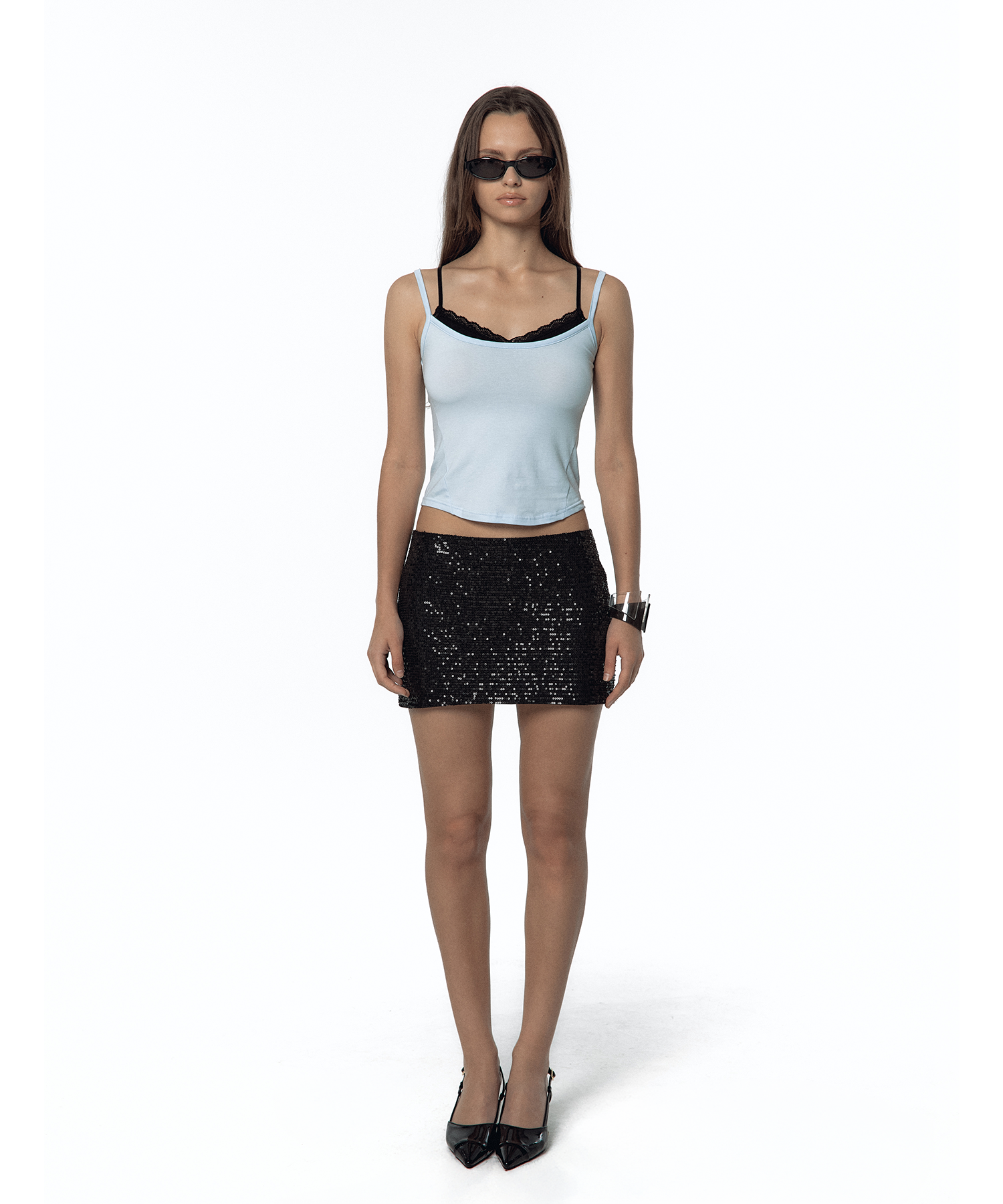 Spangle Mini Skirt Black