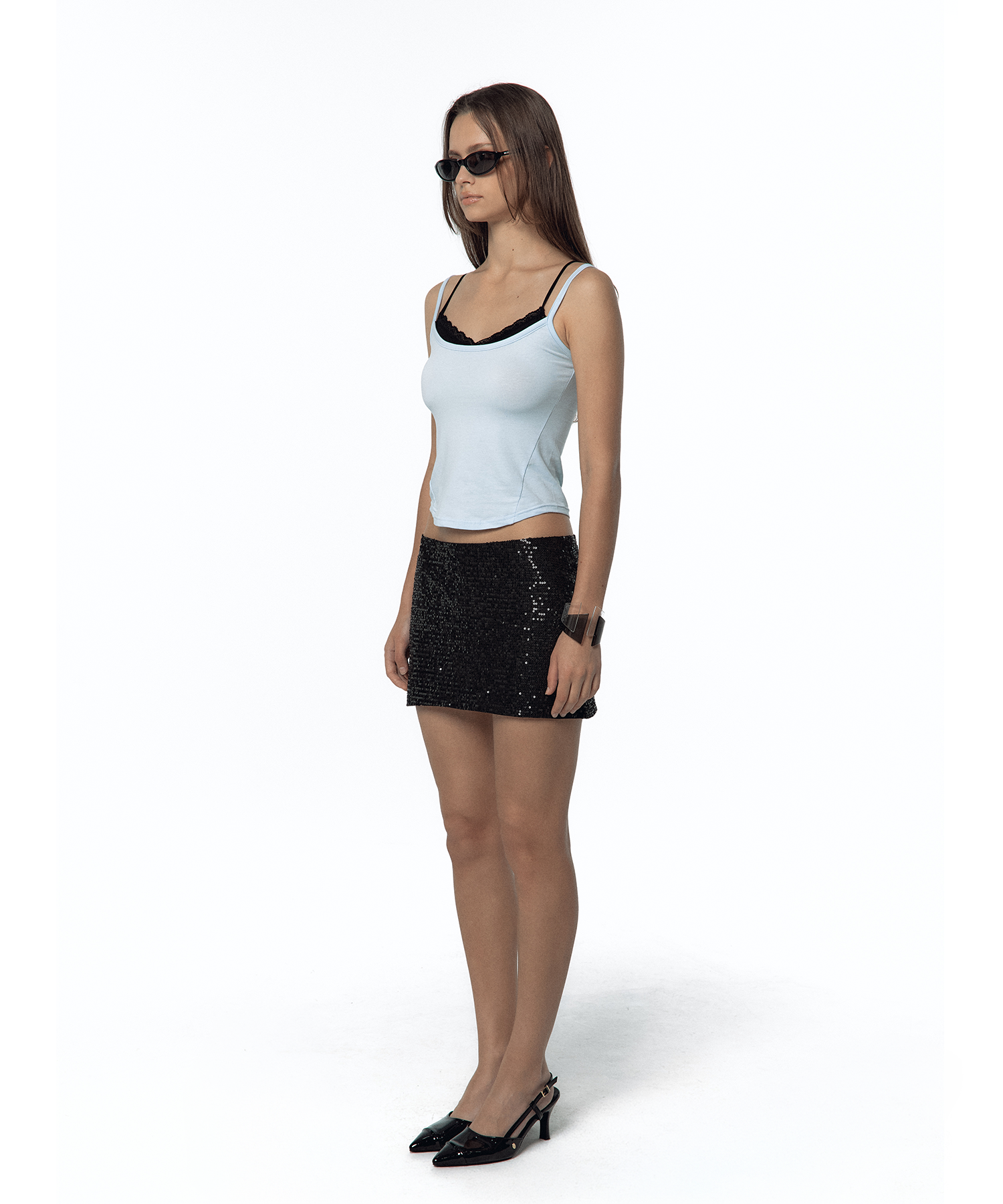 Spangle Mini Skirt Black