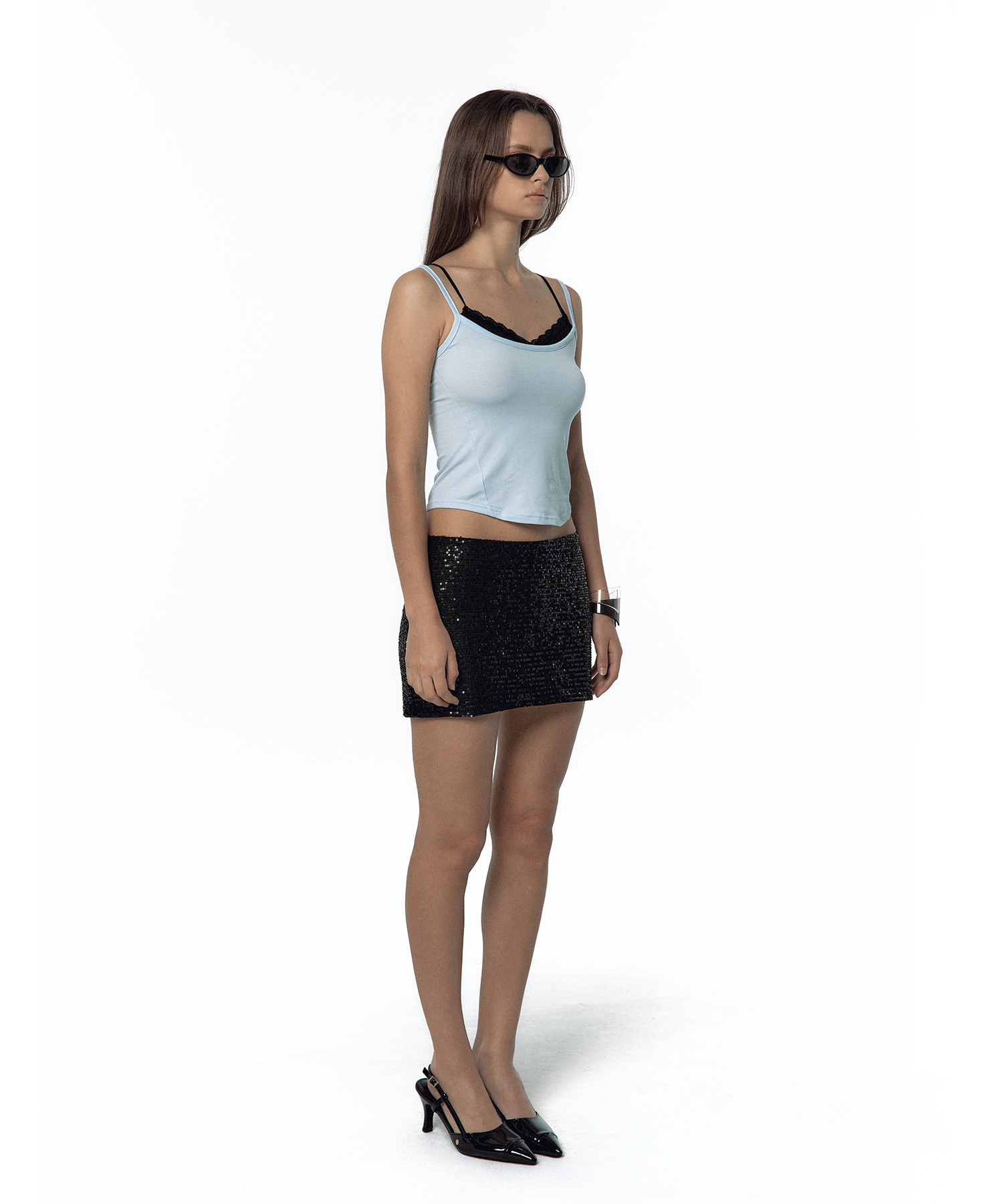 Spangle Mini Skirt Black
